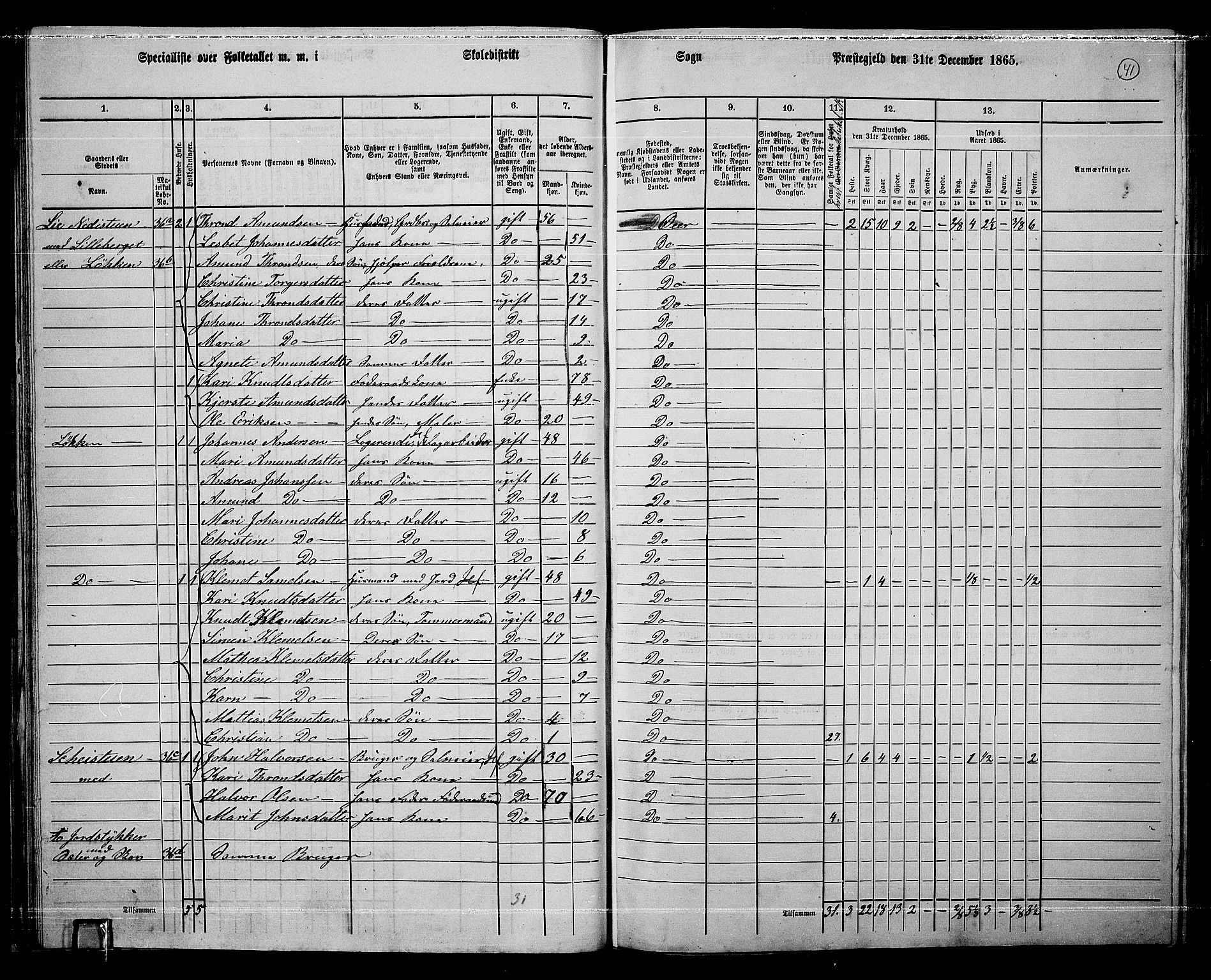 RA, 1865 census for Øyer, 1865, p. 38