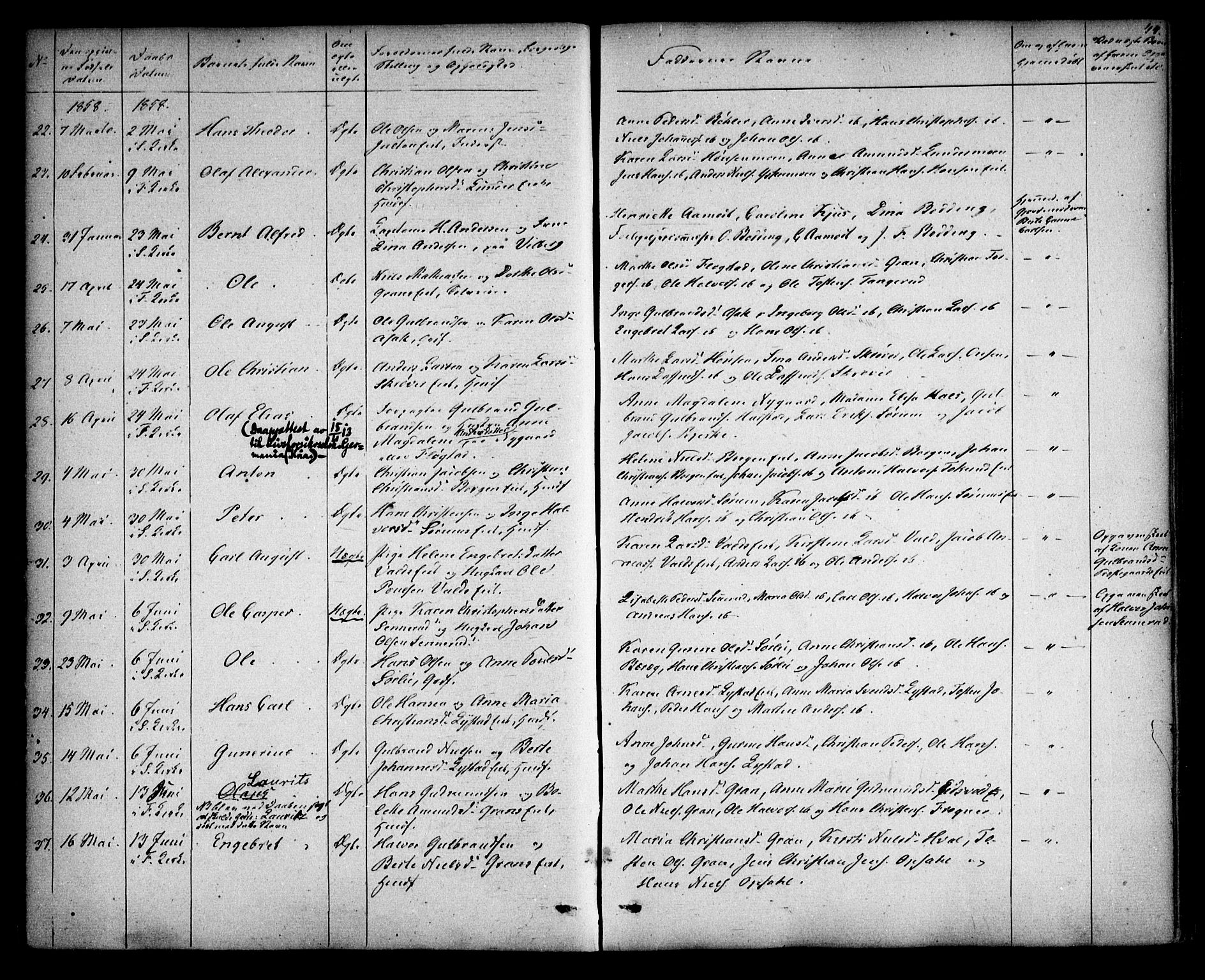 Sørum prestekontor Kirkebøker, AV/SAO-A-10303/F/Fa/L0005: Parish register (official) no. I 5, 1846-1863, p. 44