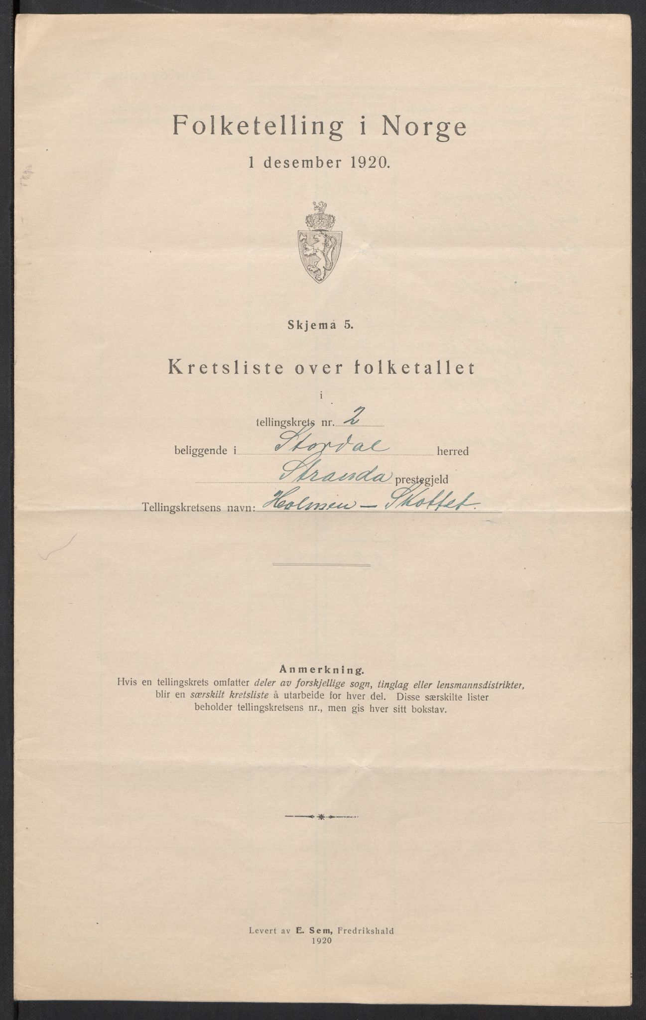 SAT, 1920 census for Stordal, 1920, p. 10