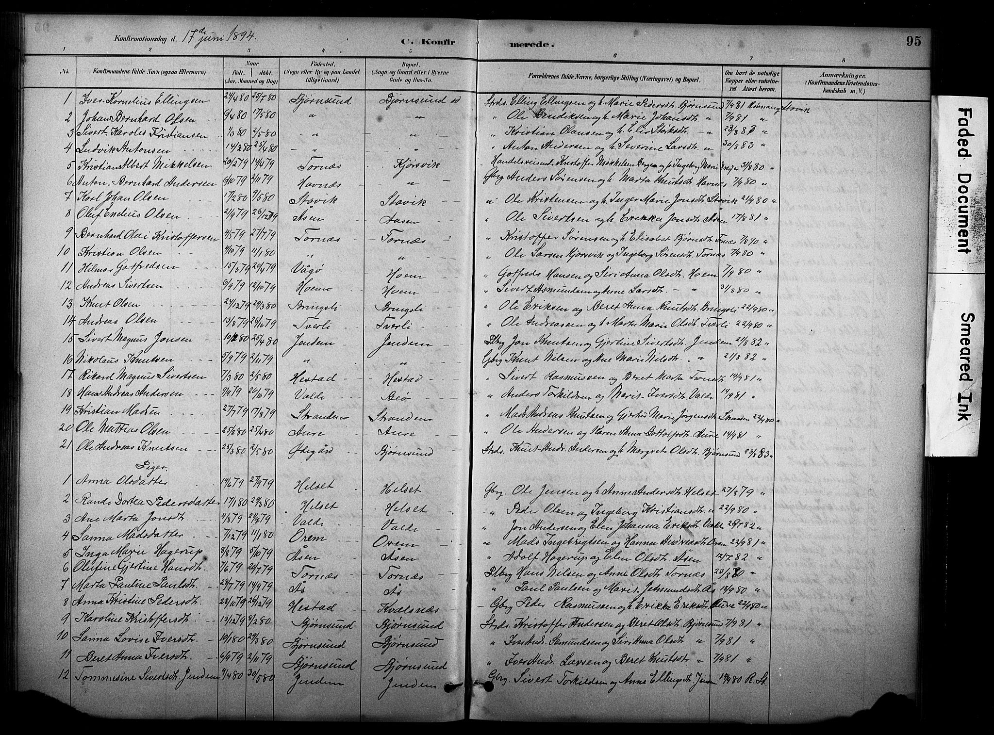 Ministerialprotokoller, klokkerbøker og fødselsregistre - Møre og Romsdal, SAT/A-1454/565/L0755: Parish register (copy) no. 565C04, 1883-1903, p. 95
