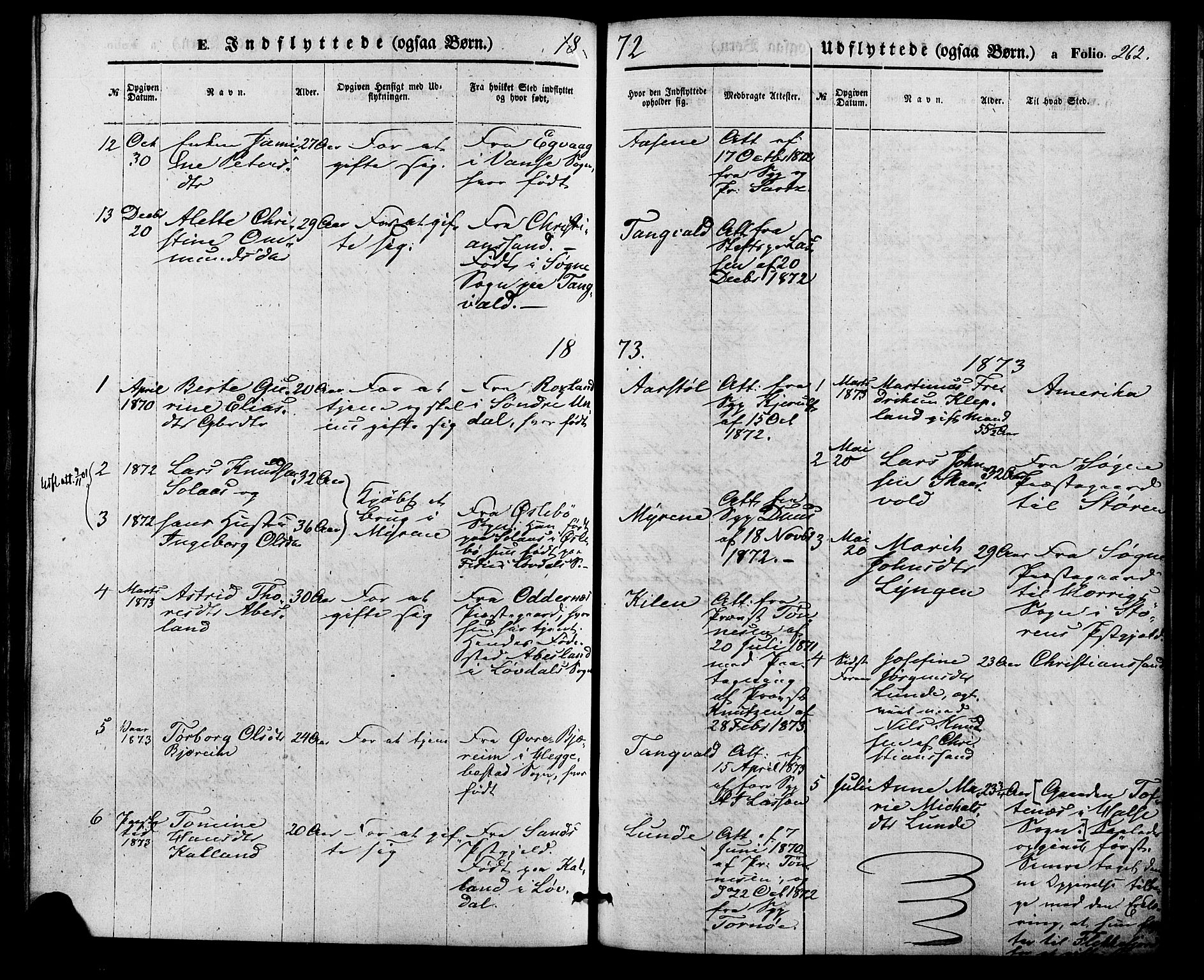 Søgne sokneprestkontor, SAK/1111-0037/F/Fa/Fab/L0011: Parish register (official) no. A 11, 1869-1879, p. 262