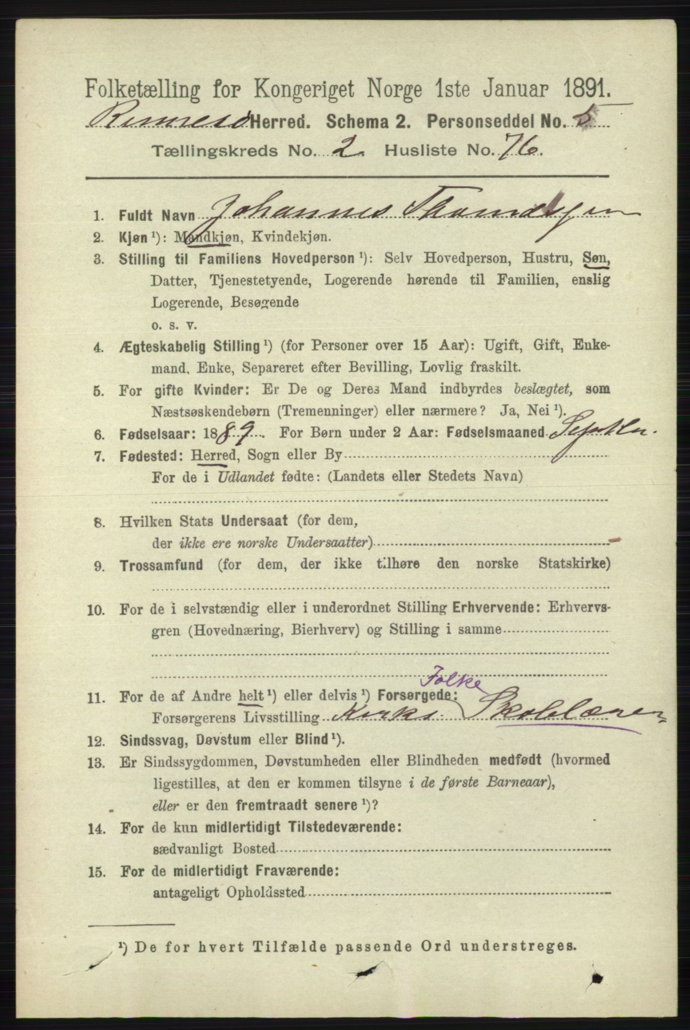 RA, 1891 census for 1142 Rennesøy, 1891, p. 920