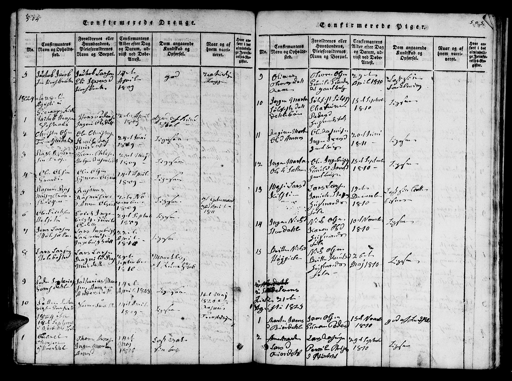 Ministerialprotokoller, klokkerbøker og fødselsregistre - Møre og Romsdal, SAT/A-1454/519/L0246: Parish register (official) no. 519A05, 1817-1834, p. 504-505