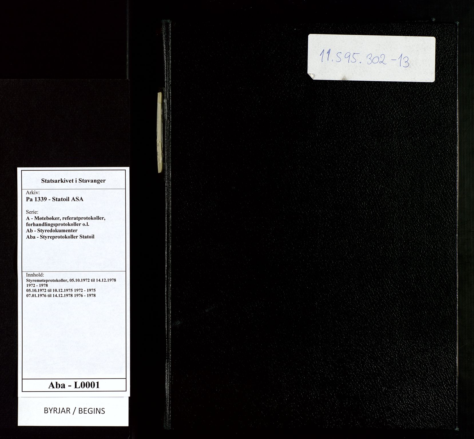 Pa 1339 - Statoil ASA, SAST/A-101656/0001/A/Ab/Aba/L0001: Styremøteprotokoller, 05.10.1972 til 14.12.1978, 1972-1978, p. 1