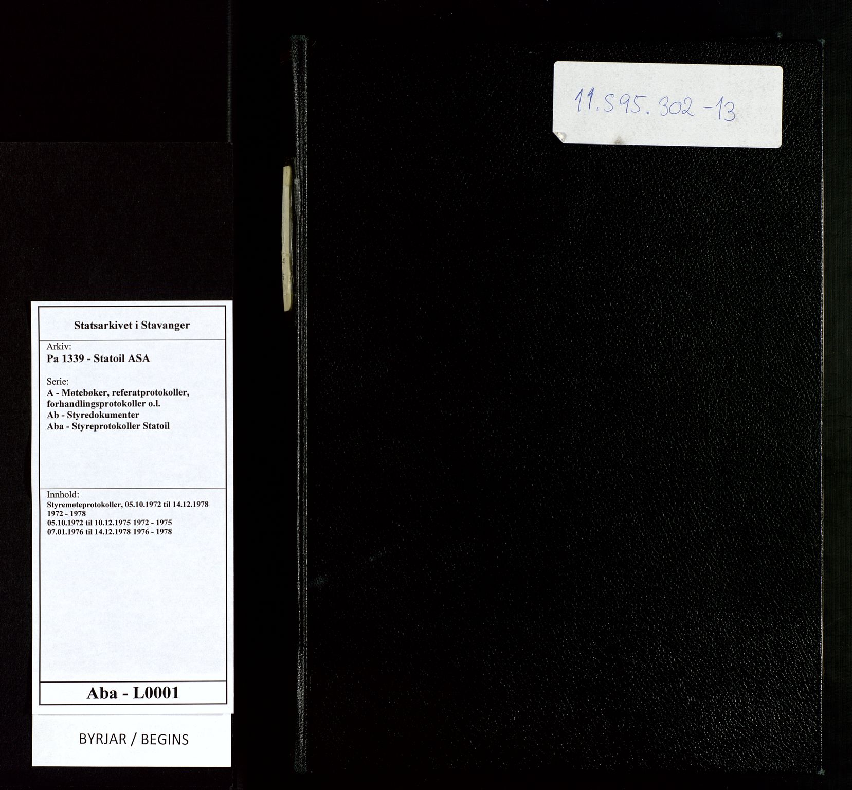 Pa 1339 - Statoil ASA, AV/SAST-A-101656/0001/A/Ab/Aba/L0001: Styremøteprotokoller, 05.10.1972 til 14.12.1978, 1972-1978, p. 1