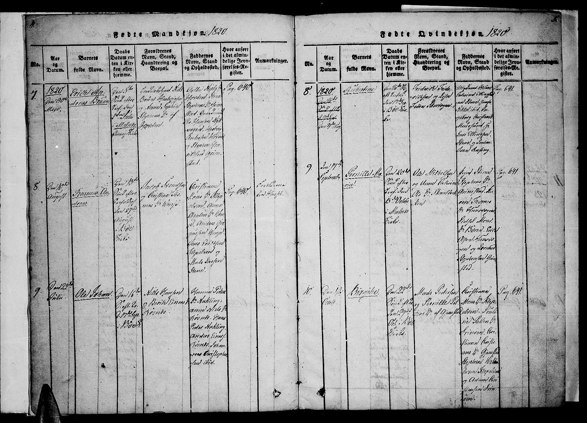 Ministerialprotokoller, klokkerbøker og fødselsregistre - Nordland, SAT/A-1459/891/L1298: Parish register (official) no. 891A03, 1820-1840, p. 4-5