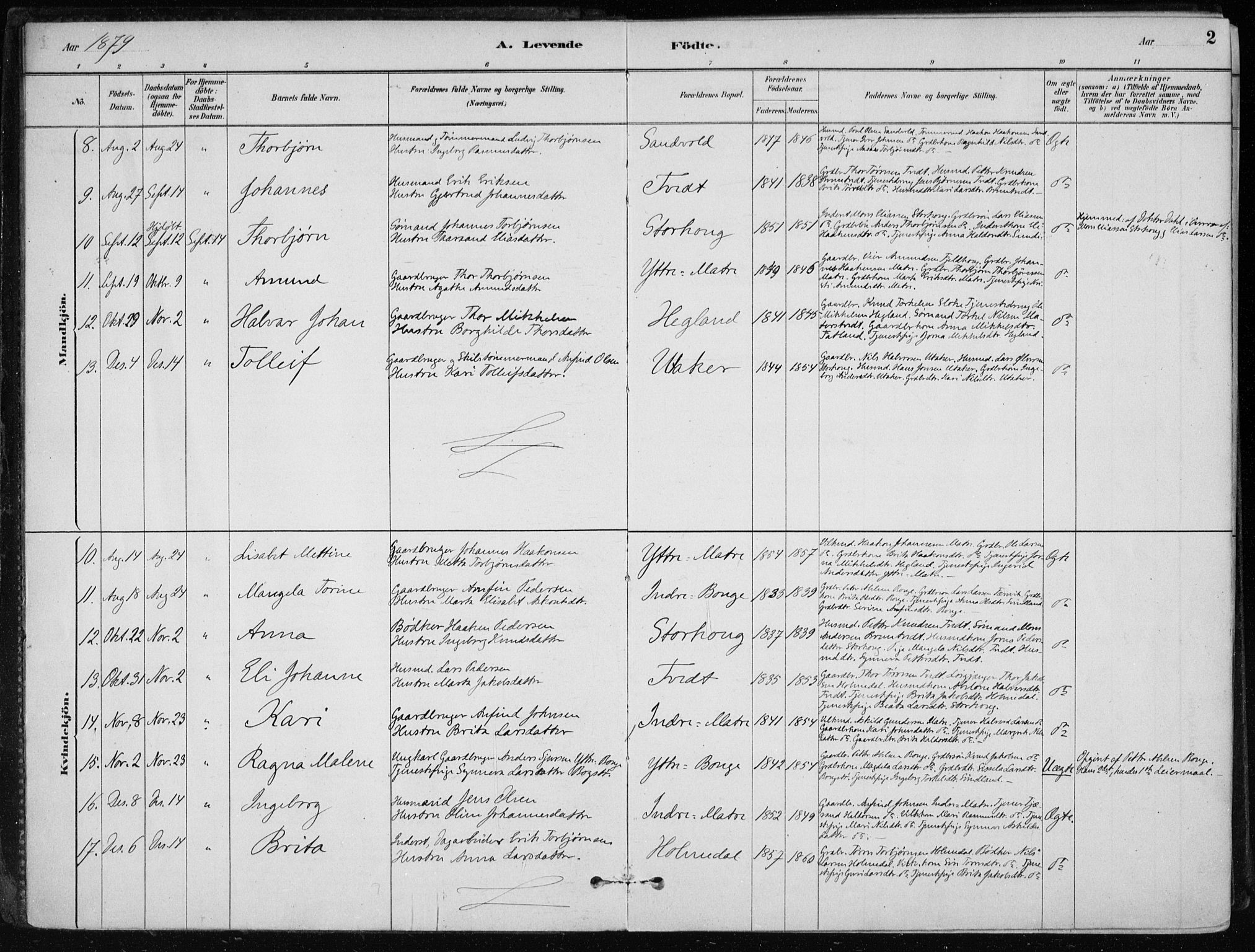 Skånevik sokneprestembete, SAB/A-77801/H/Haa: Parish register (official) no. C  1, 1879-1917, p. 2