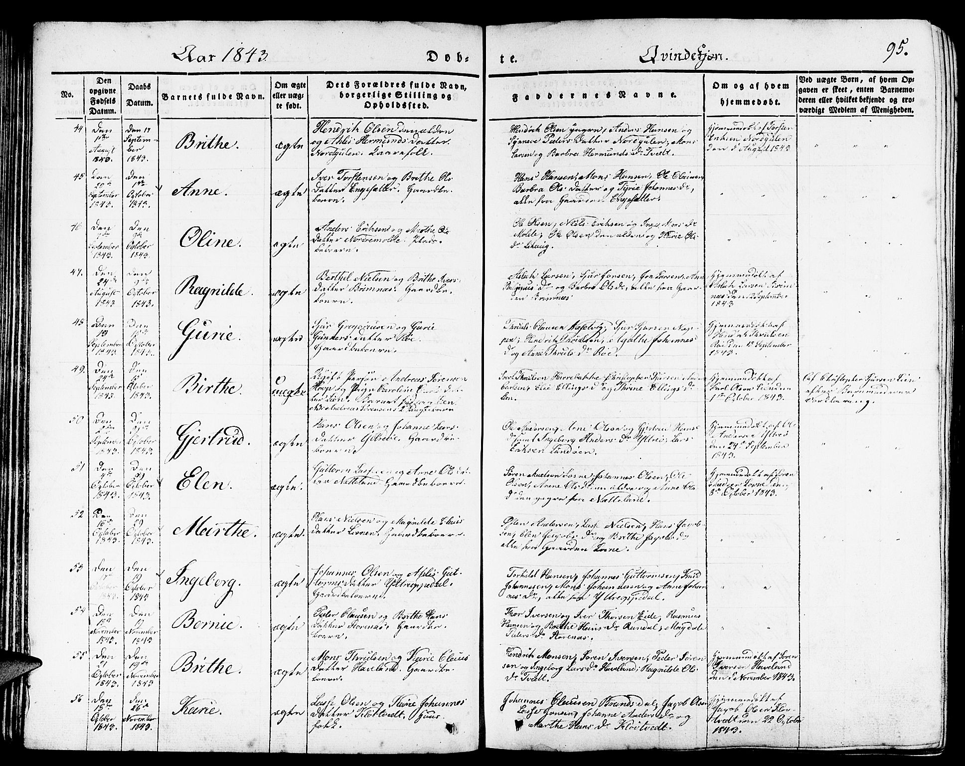 Gulen sokneprestembete, AV/SAB-A-80201/H/Haa/Haaa/L0020: Parish register (official) no. A 20, 1837-1847, p. 95