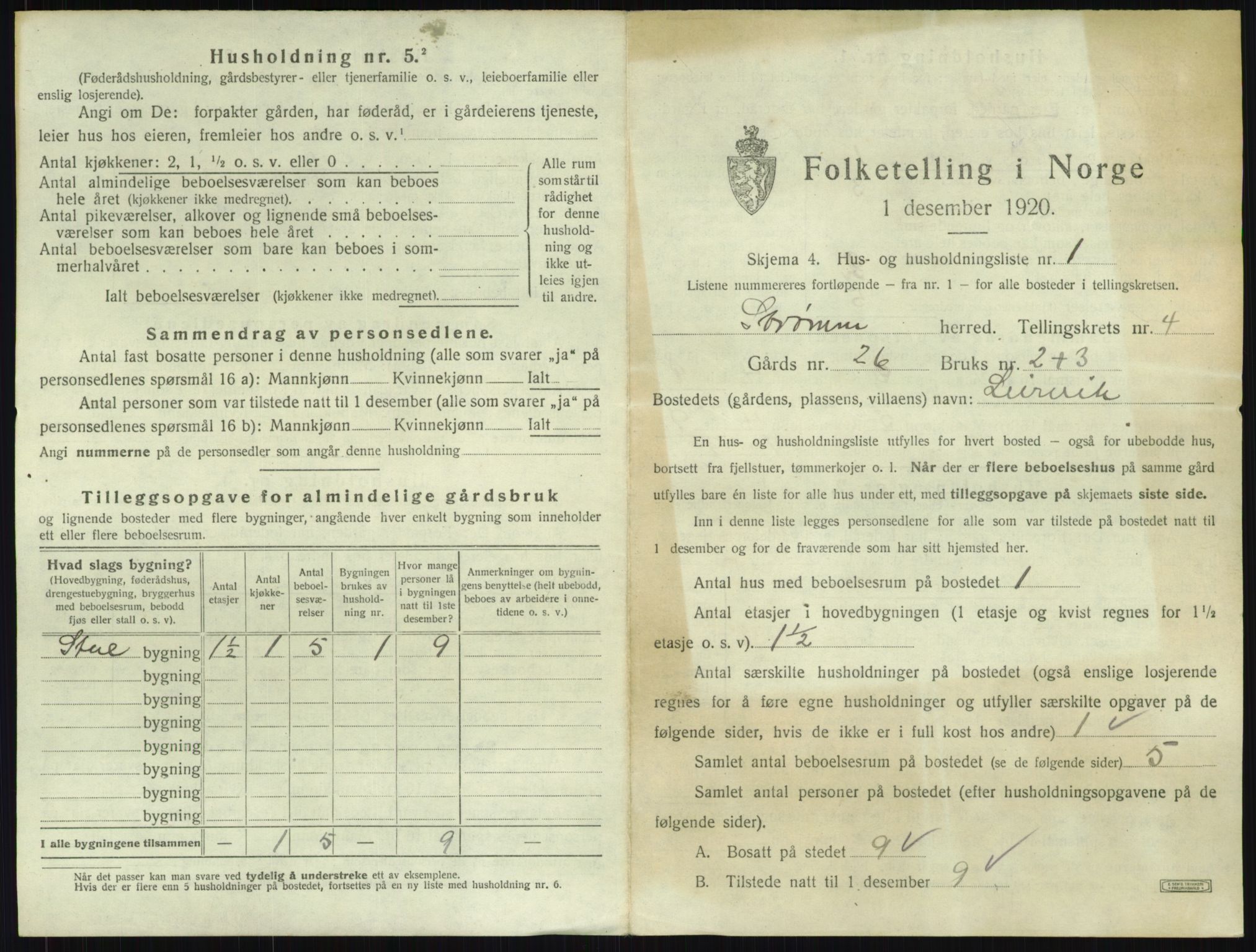 SAKO, 1920 census for Strømm, 1920, p. 431