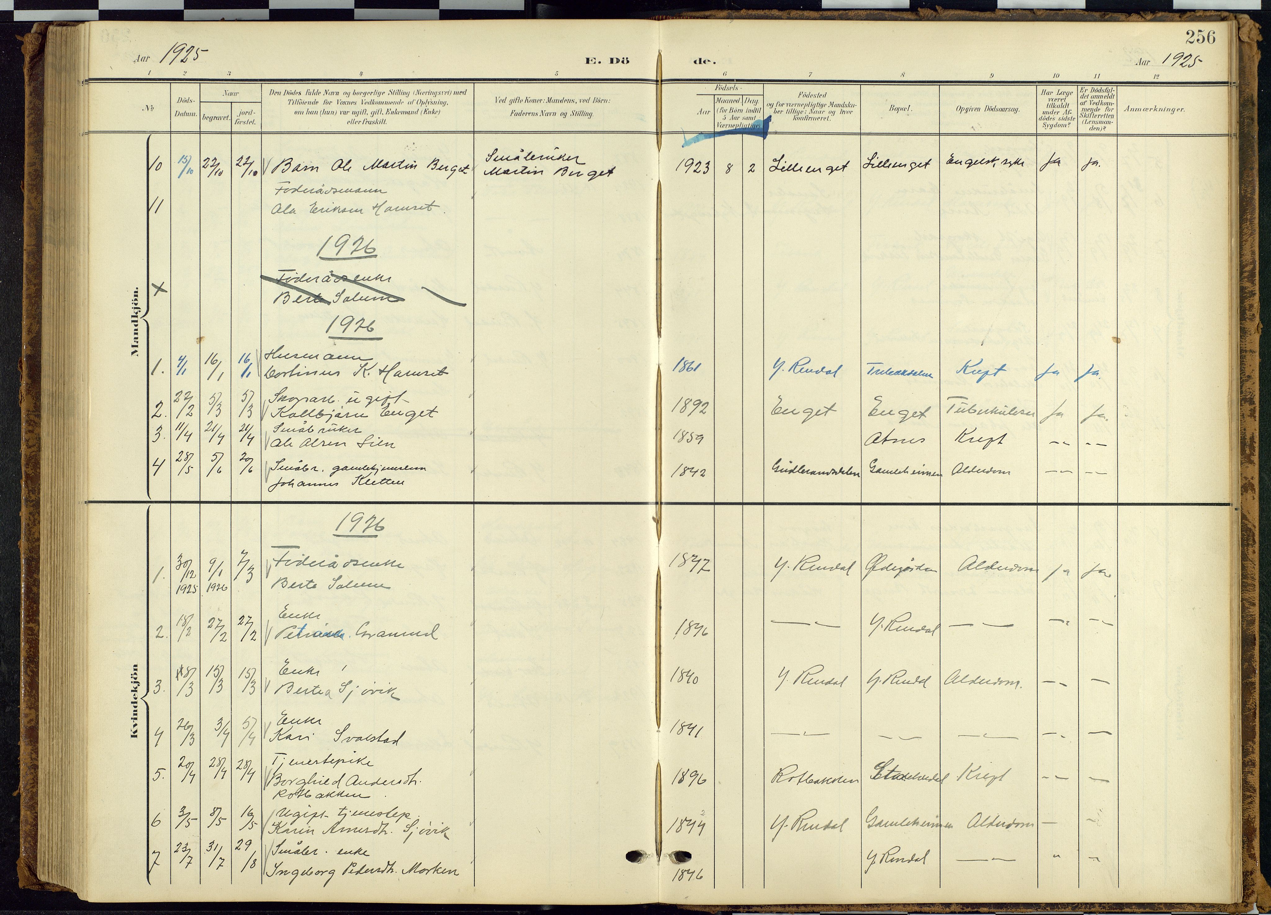 Rendalen prestekontor, AV/SAH-PREST-054/H/Ha/Hab/L0010: Parish register (copy) no. 10, 1903-1940, p. 256