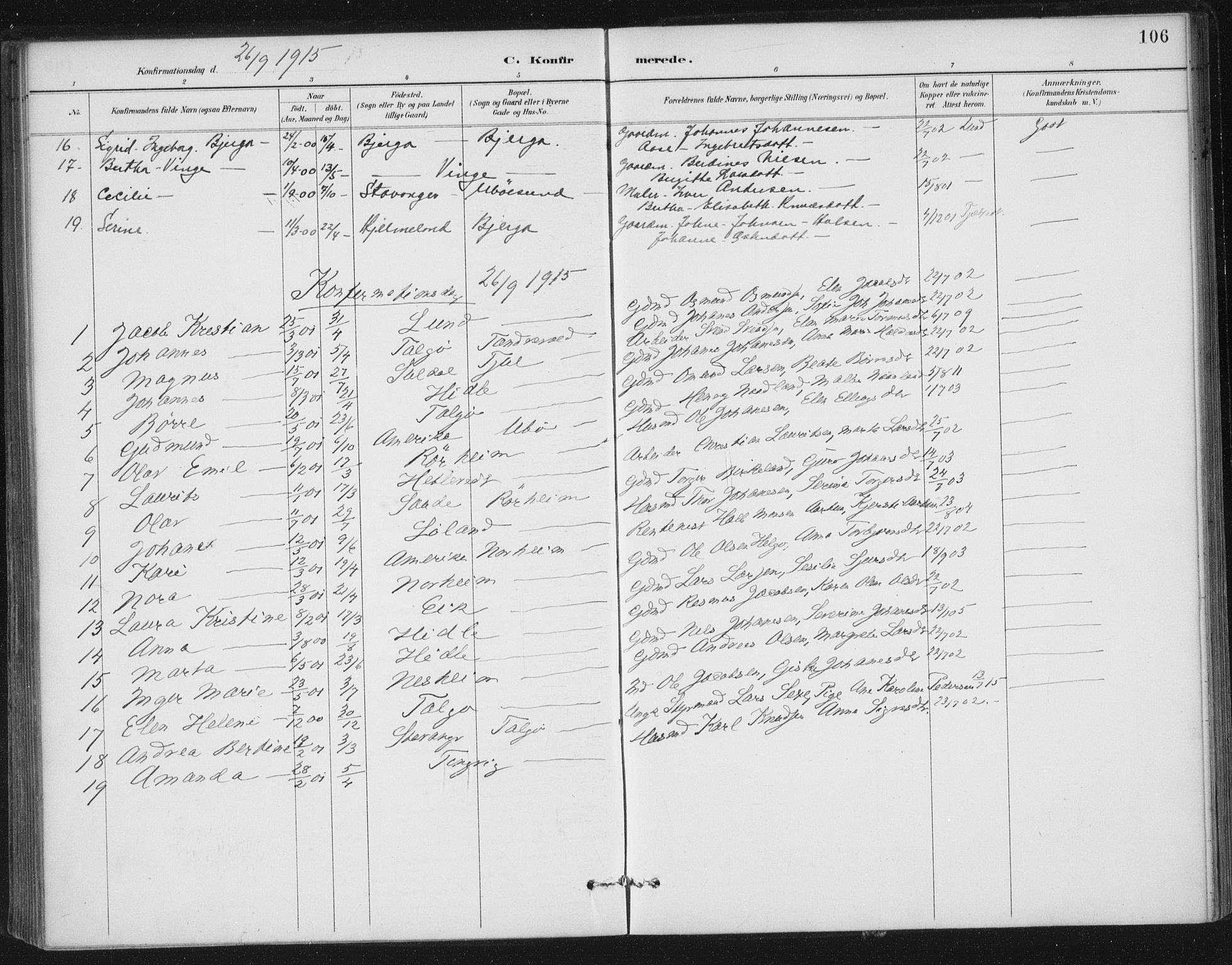 Nedstrand sokneprestkontor, AV/SAST-A-101841/01/IV: Parish register (official) no. A 13, 1887-1915, p. 106