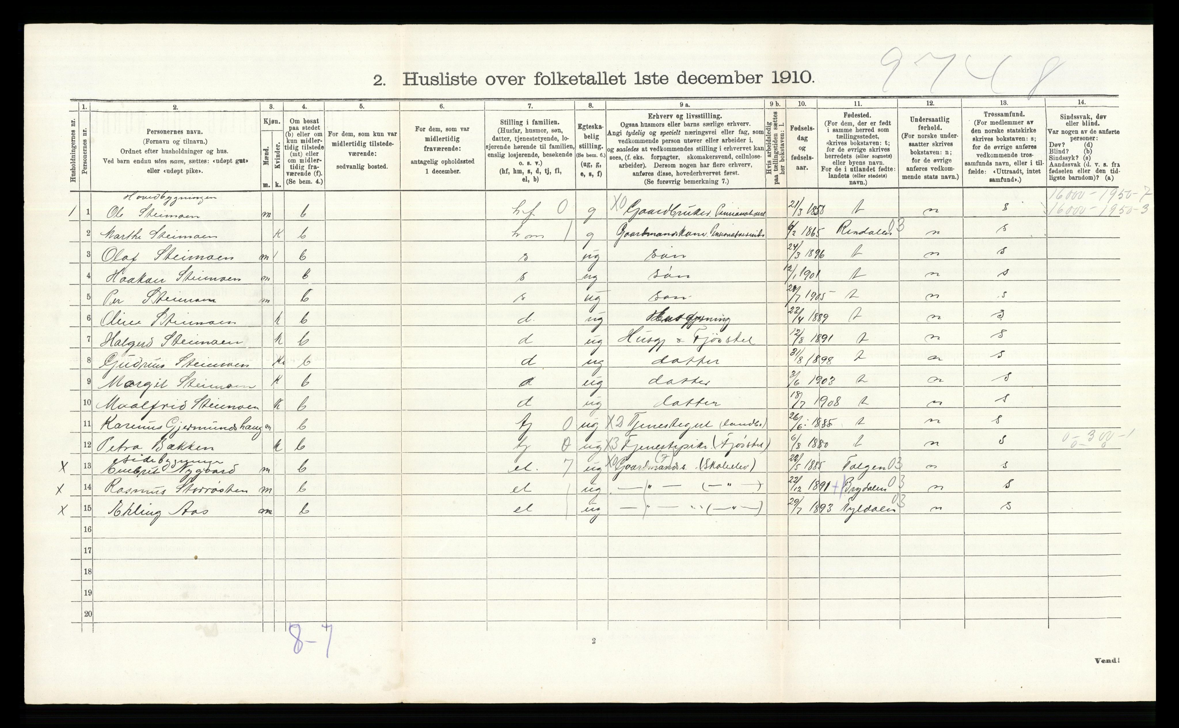 RA, 1910 census for Lille Elvedalen, 1910, p. 434