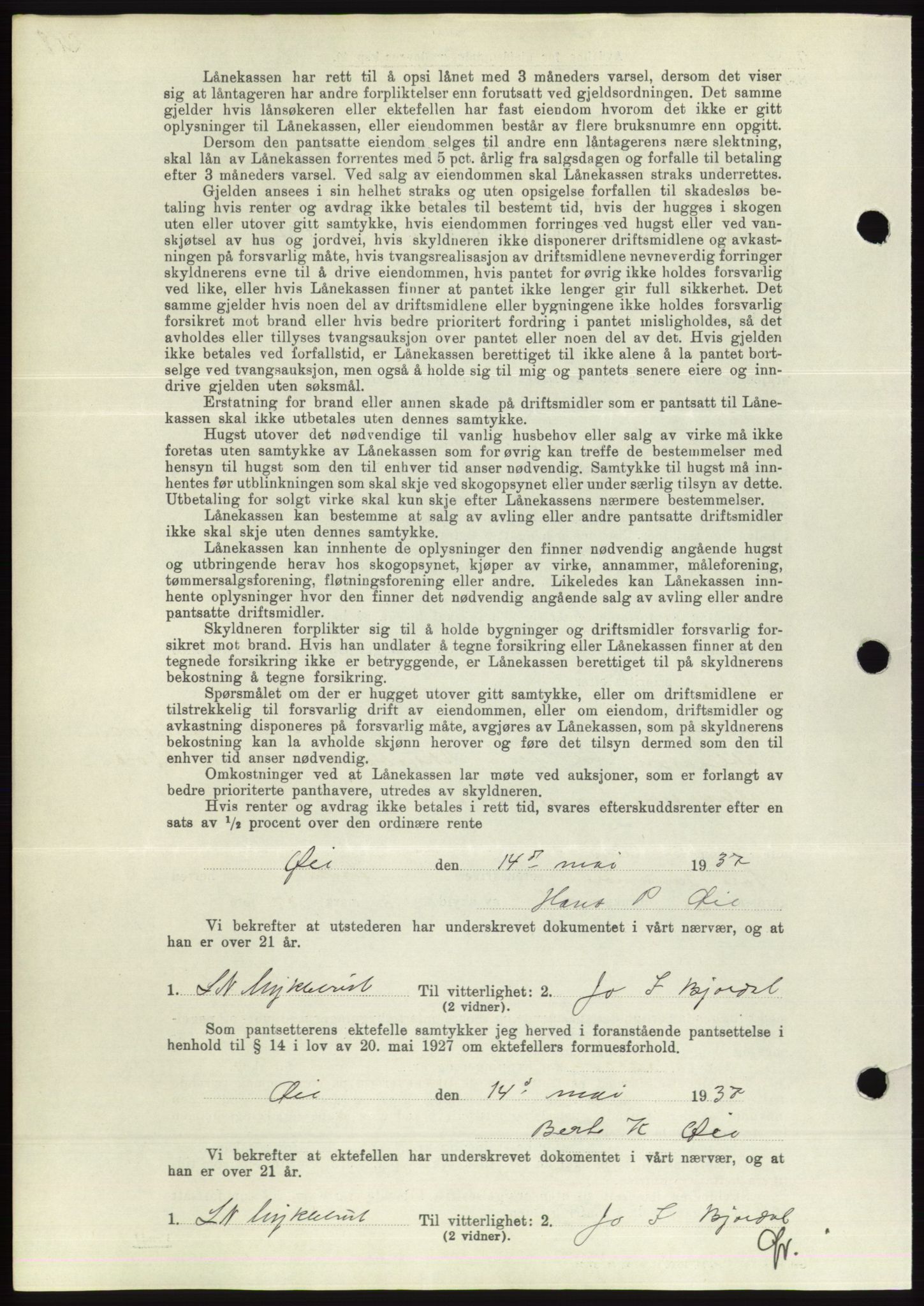 Søre Sunnmøre sorenskriveri, AV/SAT-A-4122/1/2/2C/L0063: Mortgage book no. 57, 1937-1937, Diary no: : 819/1937