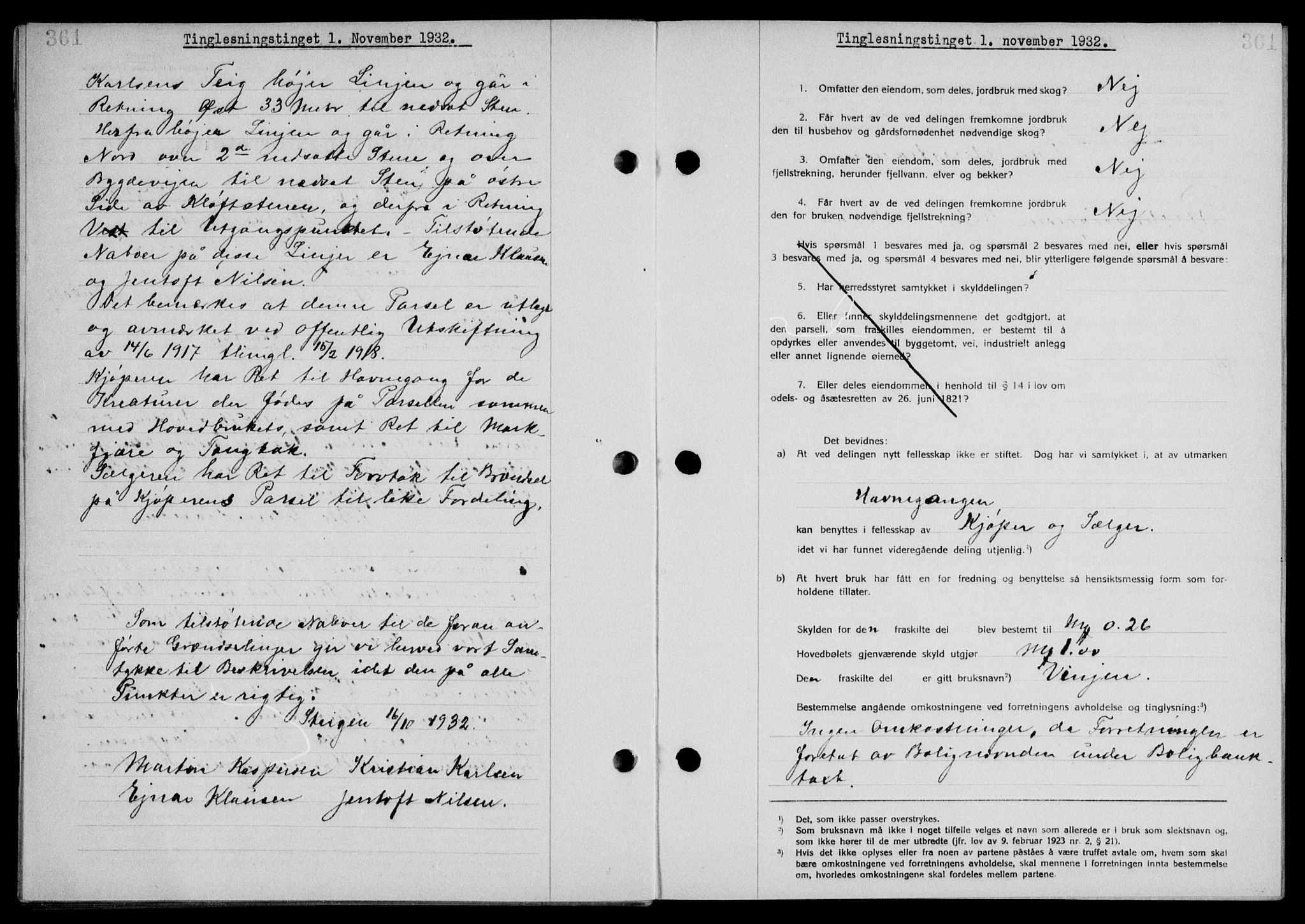 Steigen og Ofoten sorenskriveri, SAT/A-0030/1/2/2C/L0022/0001: Mortgage book no. 25-II og 26-I, 1932-1933, Deed date: 01.11.1932