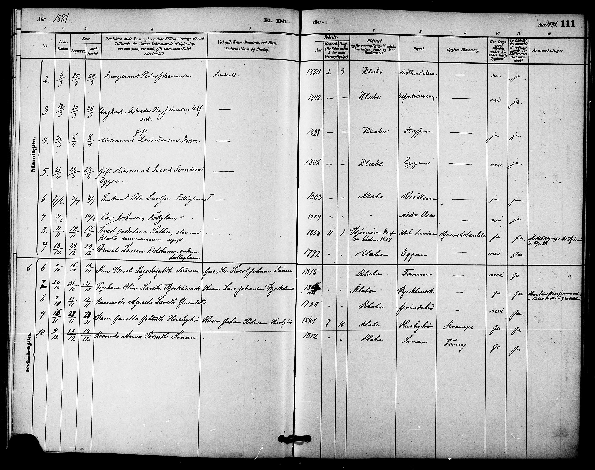 Ministerialprotokoller, klokkerbøker og fødselsregistre - Sør-Trøndelag, AV/SAT-A-1456/618/L0444: Parish register (official) no. 618A07, 1880-1898, p. 111