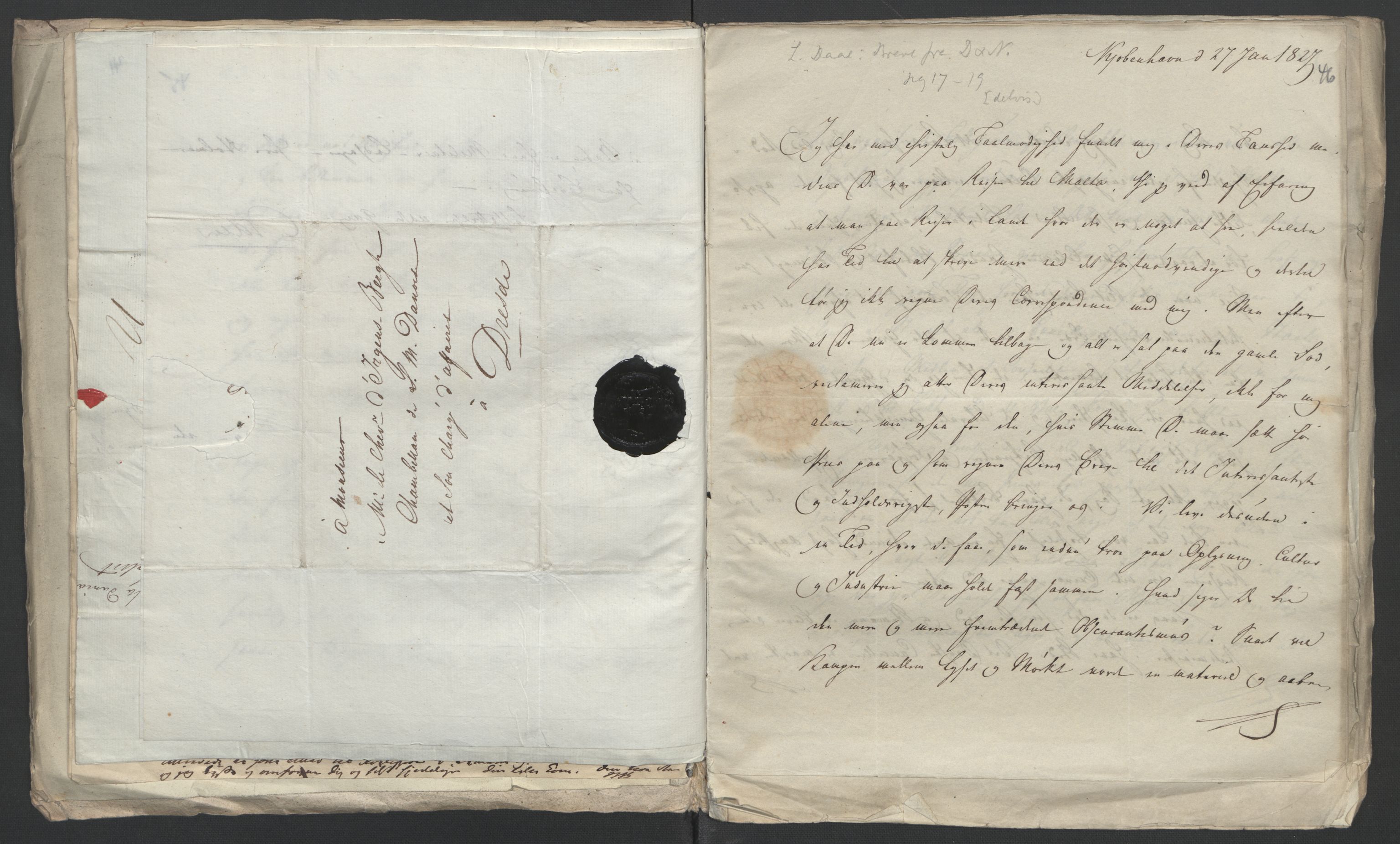 Faye, Andreas, RA/PA-0015/F/Fh/L0026/0005: -- / Breve fra Irgens-Berghs til hans svoger A. Holstein og fra J. G. Adler til Irgens-Bergh 1816-27, p. 50