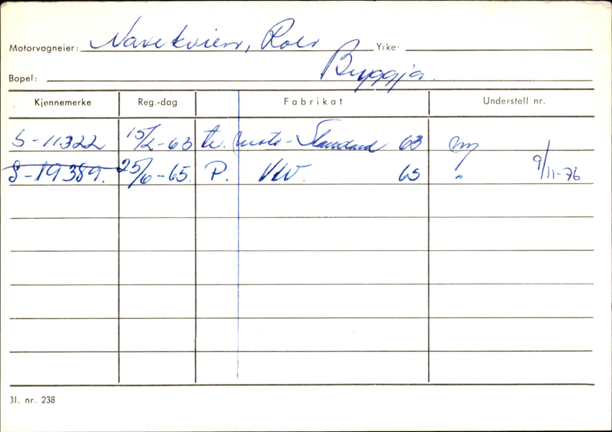 Statens vegvesen, Sogn og Fjordane vegkontor, SAB/A-5301/4/F/L0144: Registerkort Vågsøy A-R, 1945-1975, p. 2004