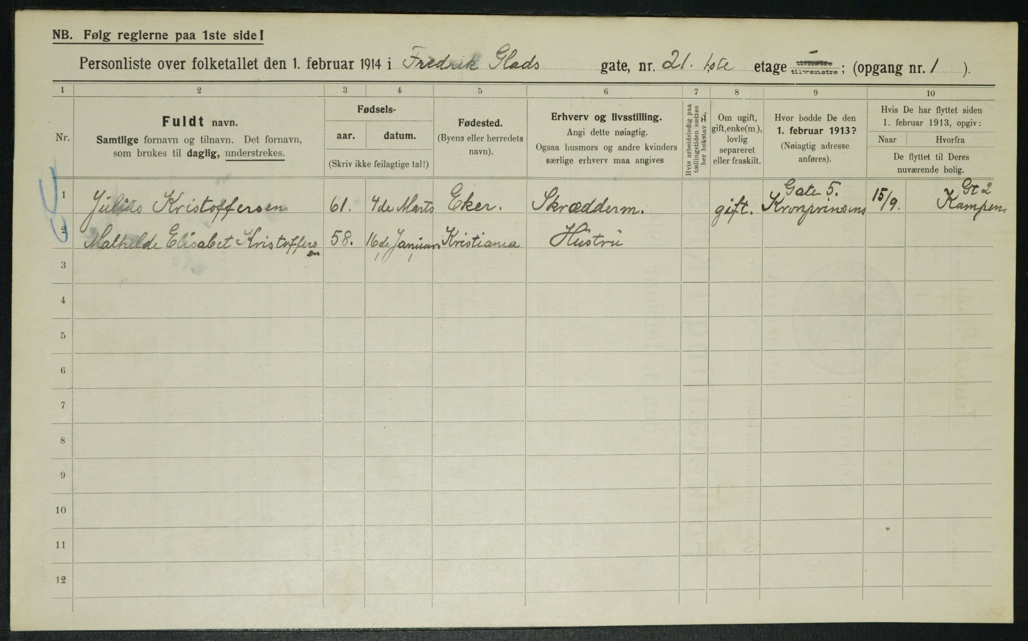 OBA, Municipal Census 1914 for Kristiania, 1914, p. 26787