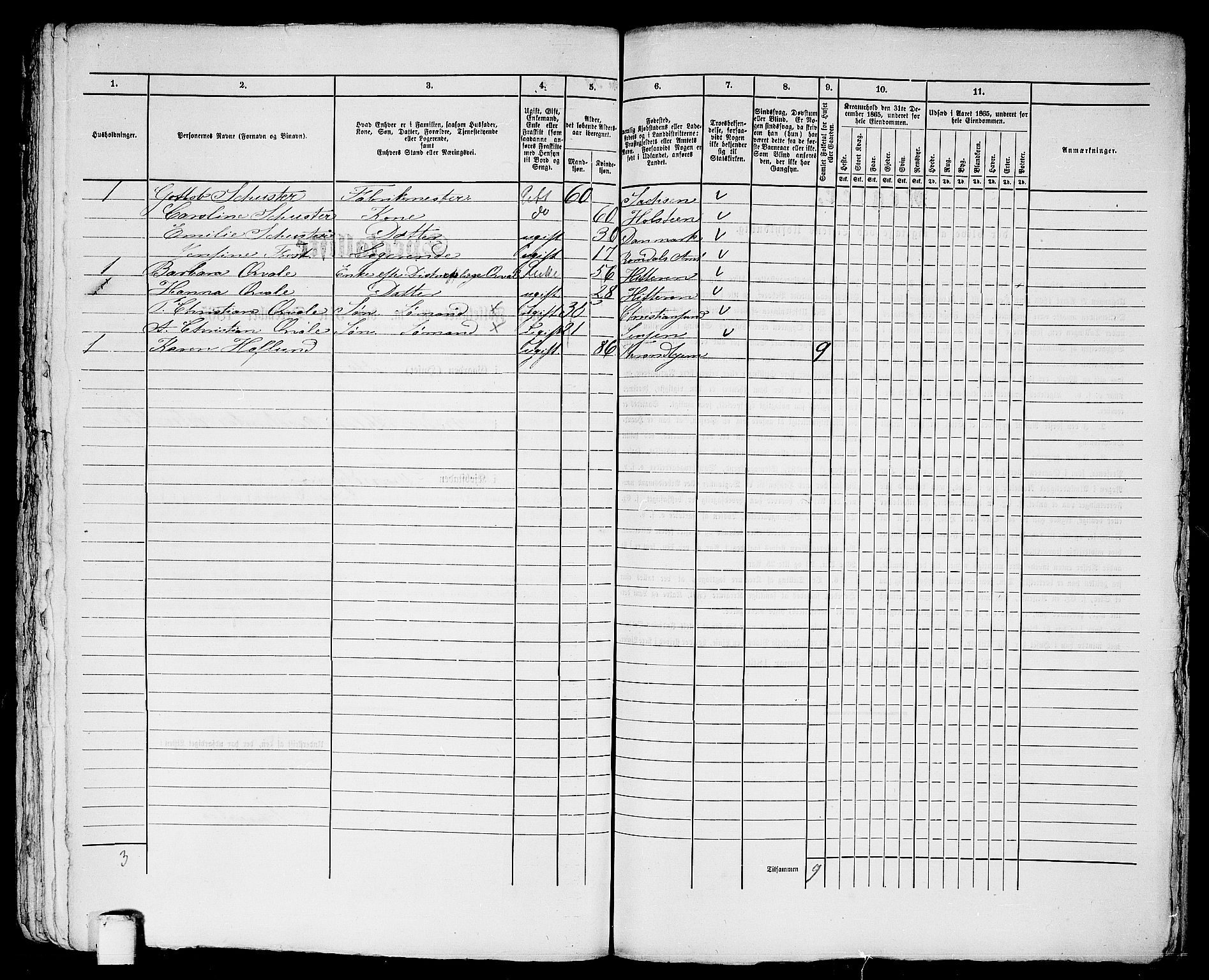 RA, 1865 census for Trondheim, 1865, p. 1988