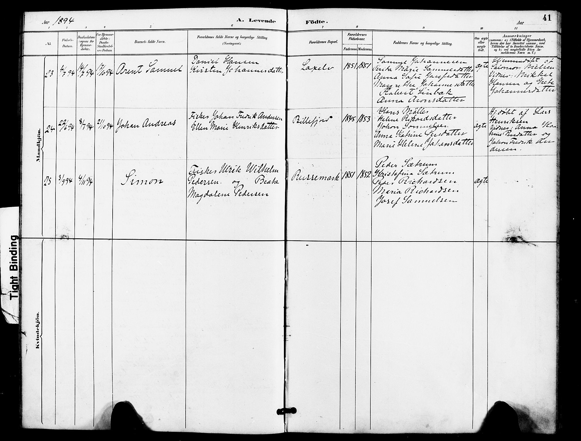 Kistrand/Porsanger sokneprestembete, AV/SATØ-S-1351/H/Ha/L0008.kirke: Parish register (official) no. 8, 1890-1898, p. 41