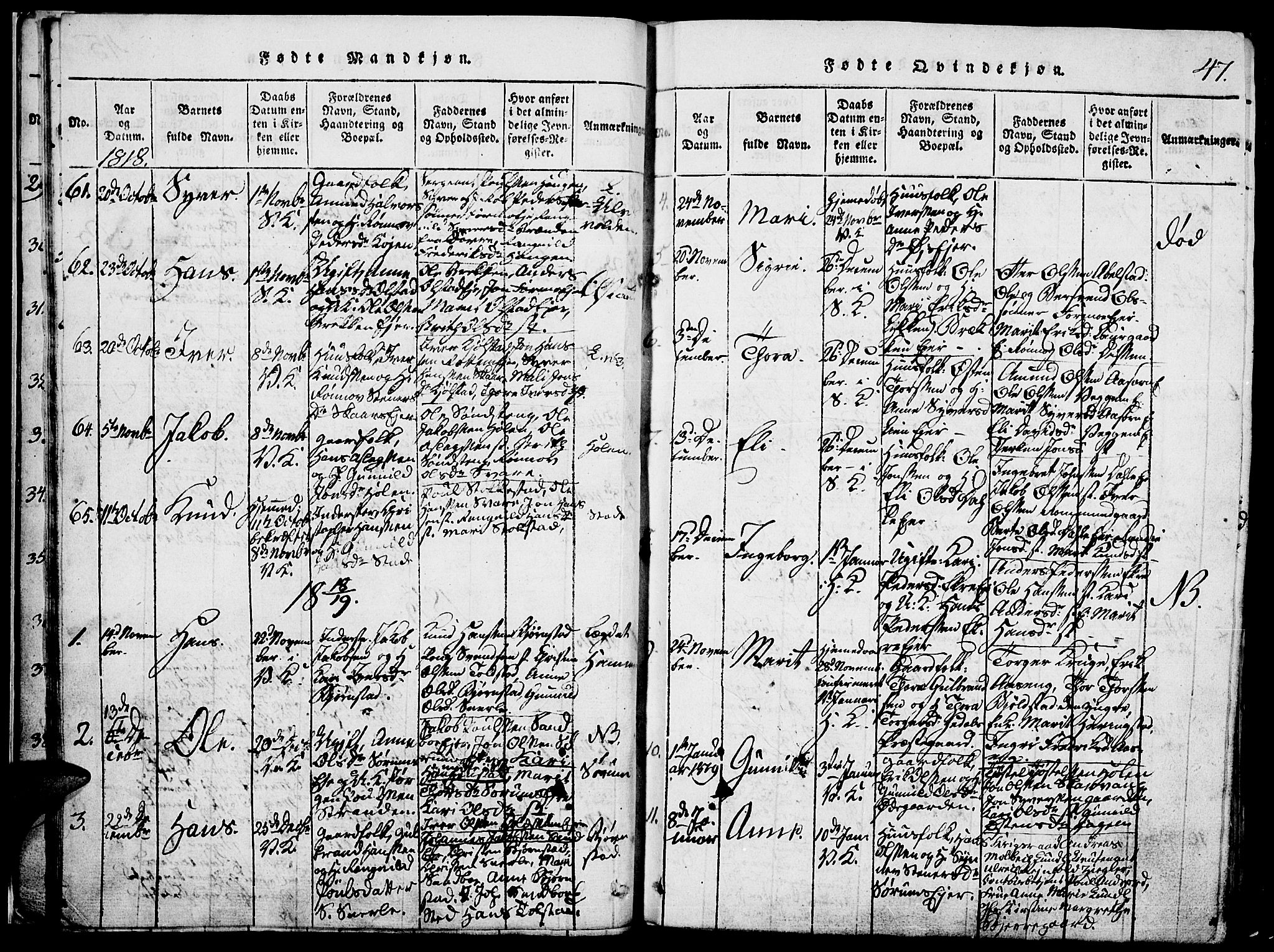 Vågå prestekontor, SAH/PREST-076/H/Ha/Hab/L0001: Parish register (copy) no. 1, 1815-1827, p. 46-47