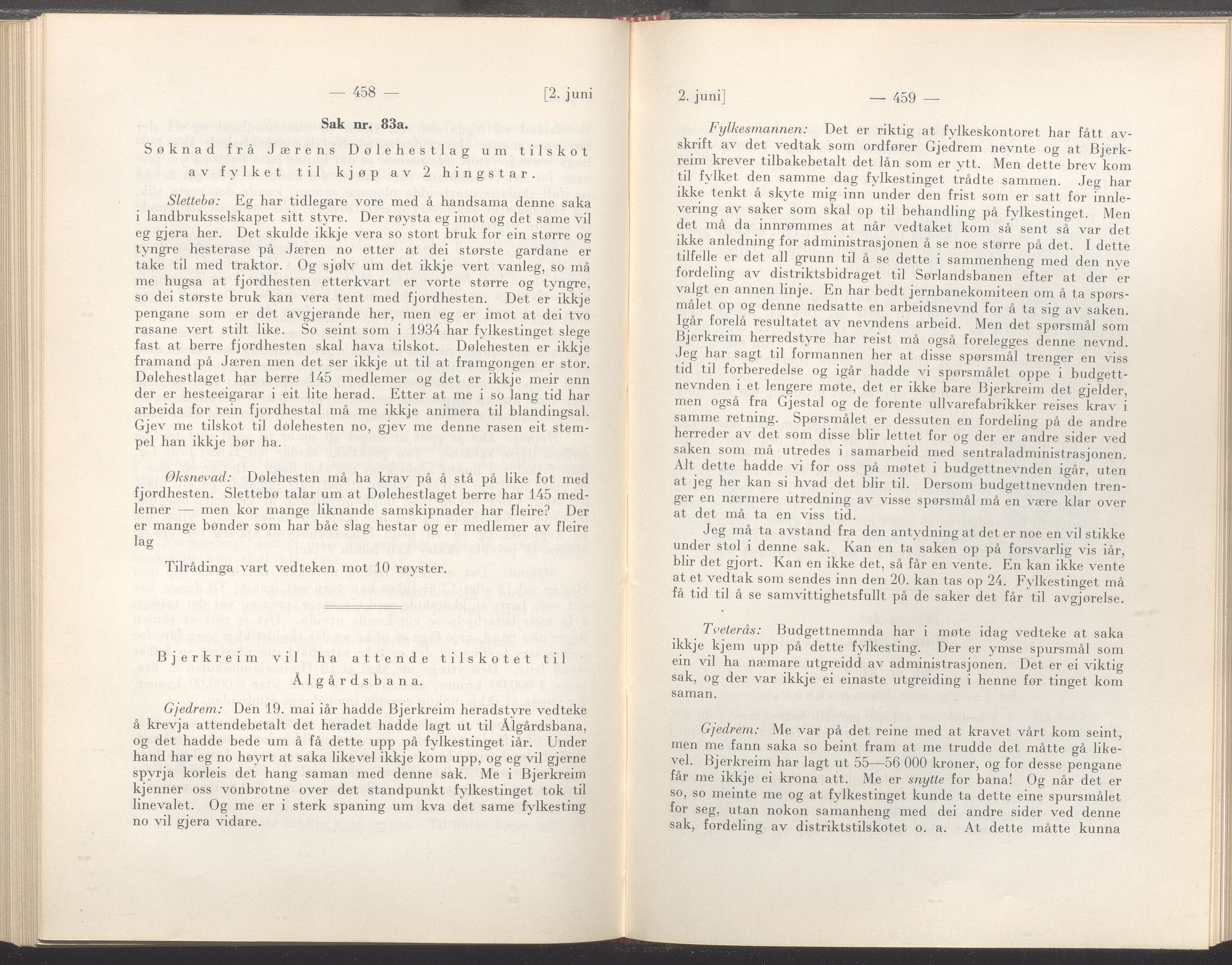 Rogaland fylkeskommune - Fylkesrådmannen , IKAR/A-900/A/Aa/Aaa/L0056: Møtebok , 1937, p. 458-459