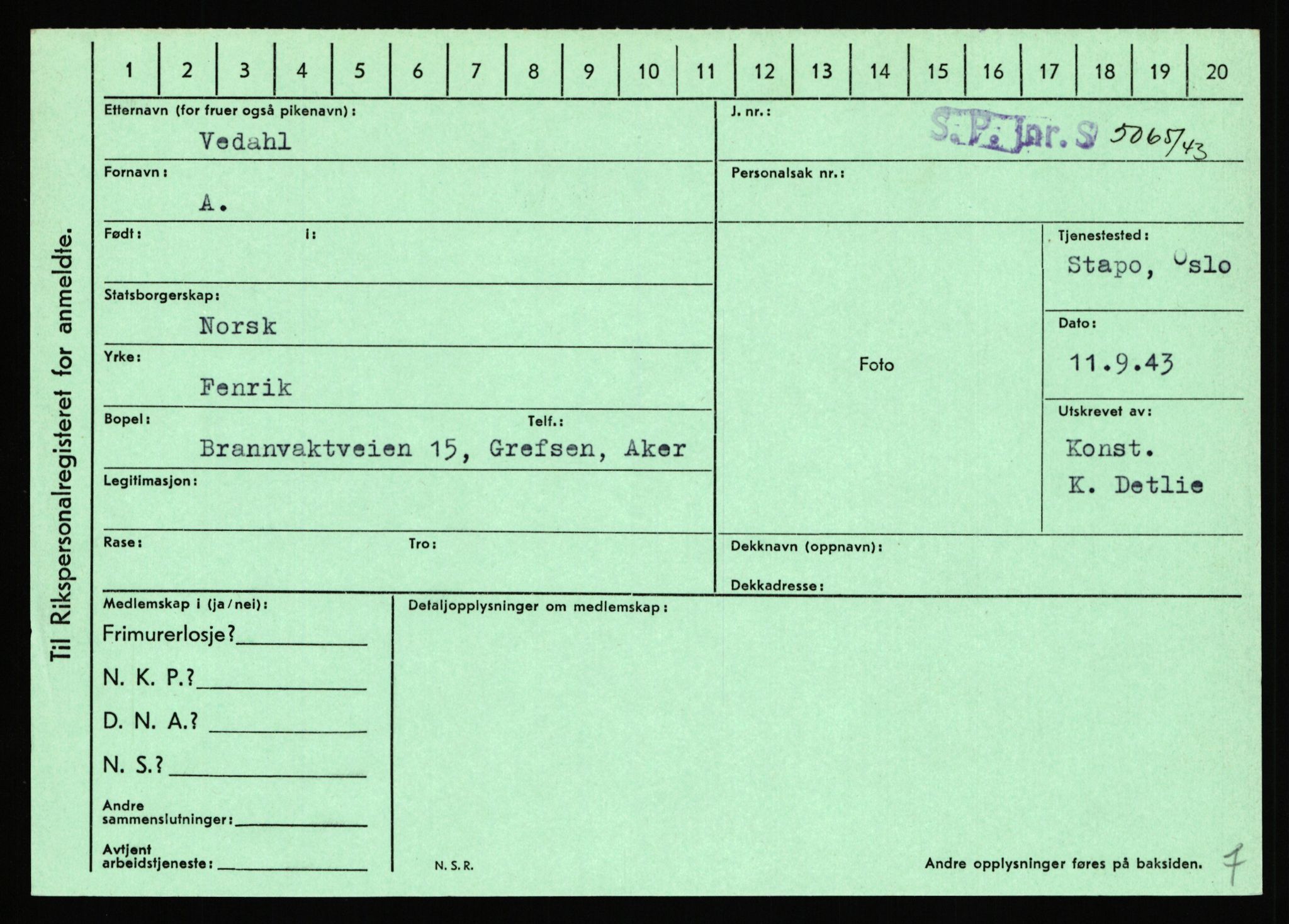 Statspolitiet - Hovedkontoret / Osloavdelingen, AV/RA-S-1329/C/Ca/L0016: Uberg - Øystese, 1943-1945, p. 736