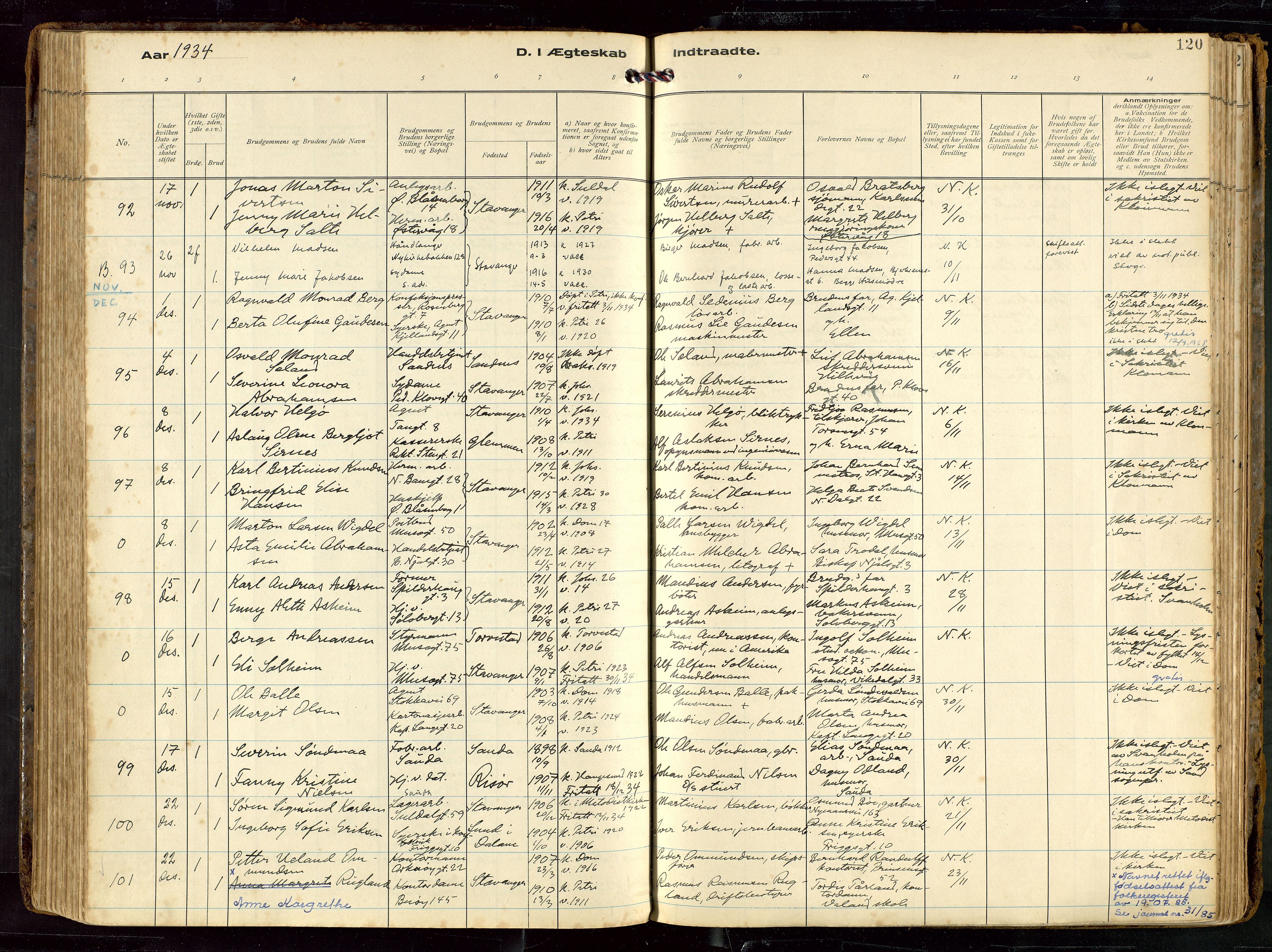 St. Petri sokneprestkontor, AV/SAST-A-101813/002/D/L0002: Parish register (official) no. A 27, 1921-1942, p. 120