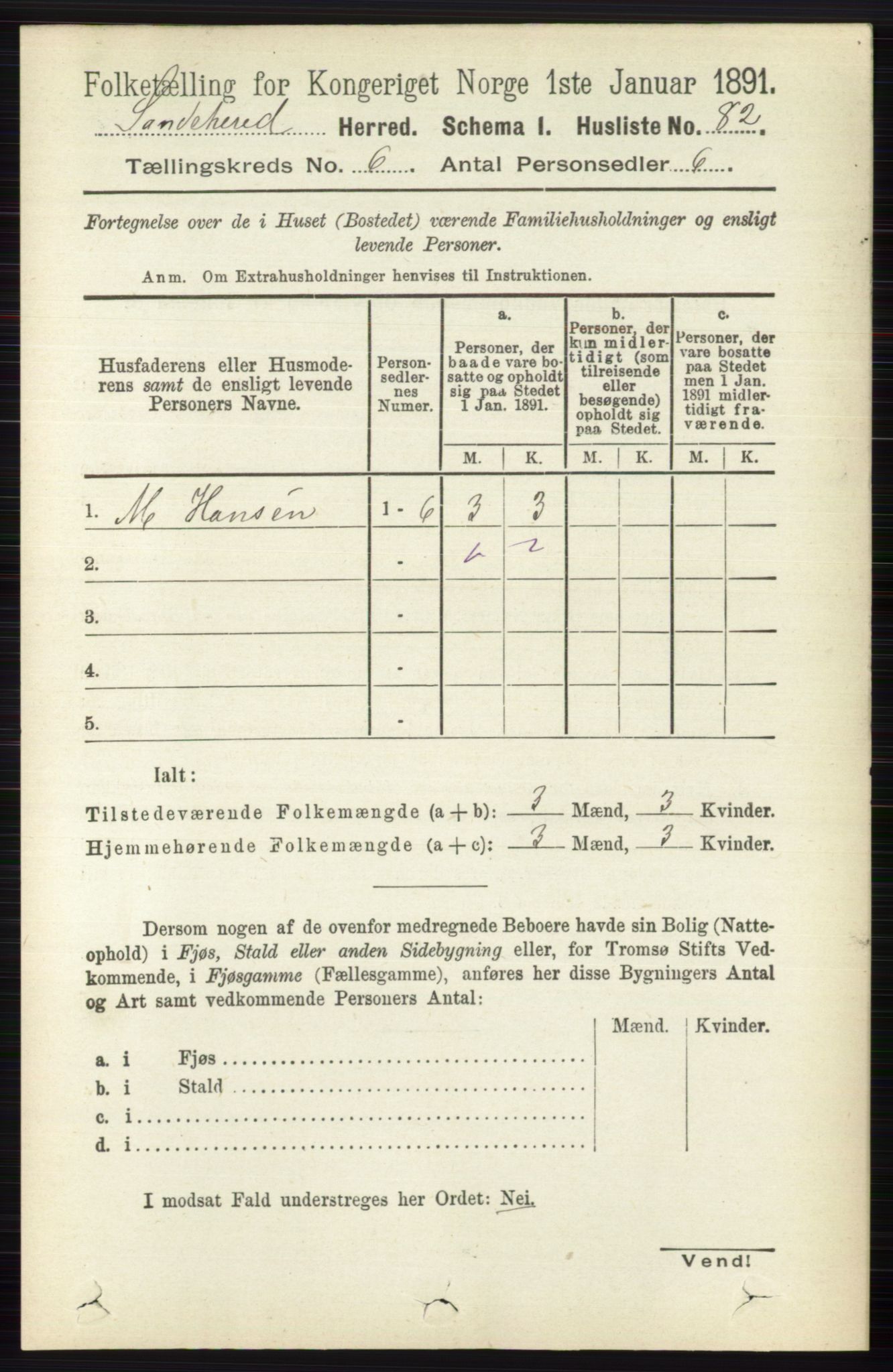 RA, 1891 census for 0724 Sandeherred, 1891, p. 3506