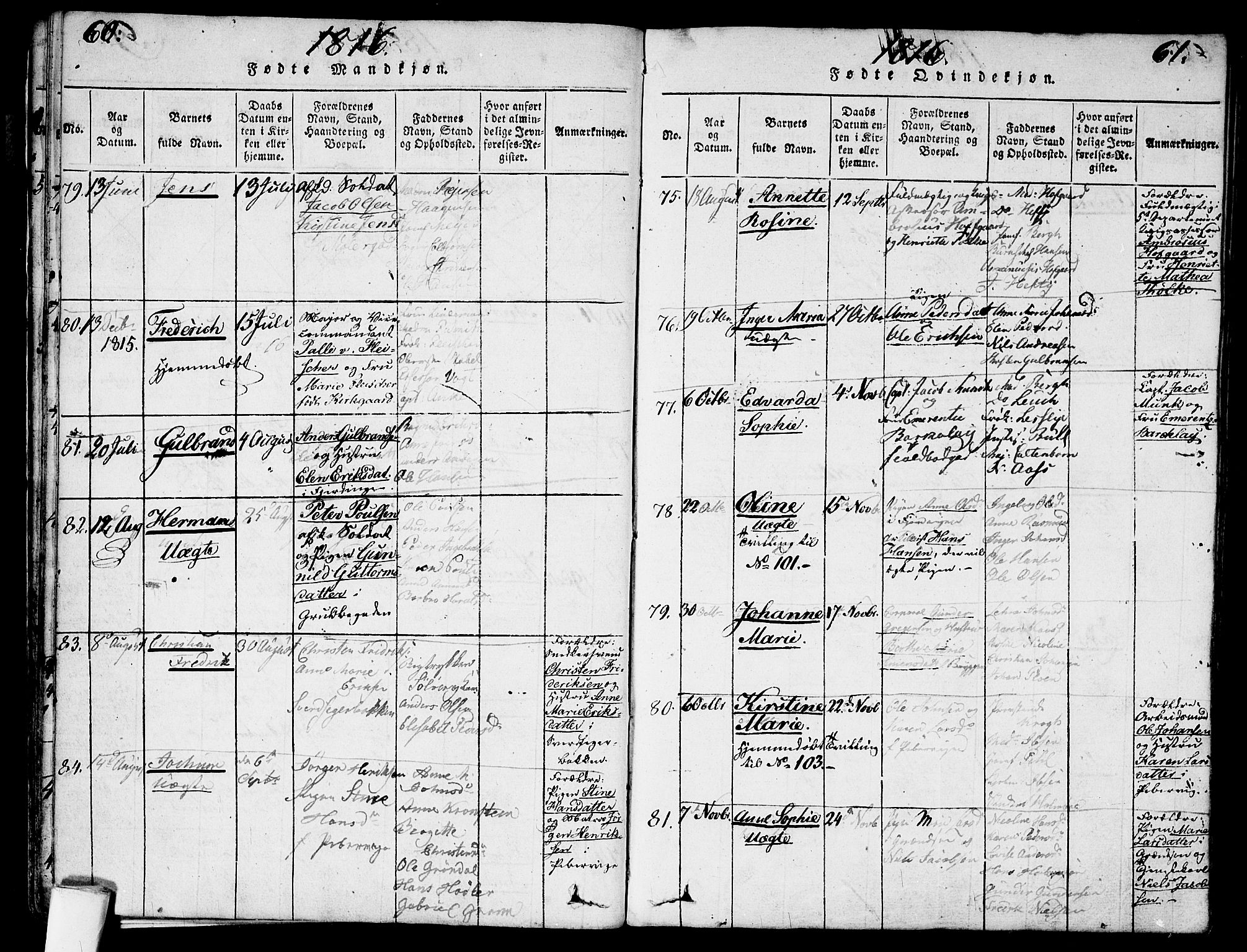 Garnisonsmenigheten Kirkebøker, SAO/A-10846/G/Ga/L0003: Parish register (copy) no. 3, 1815-1819, p. 60-61