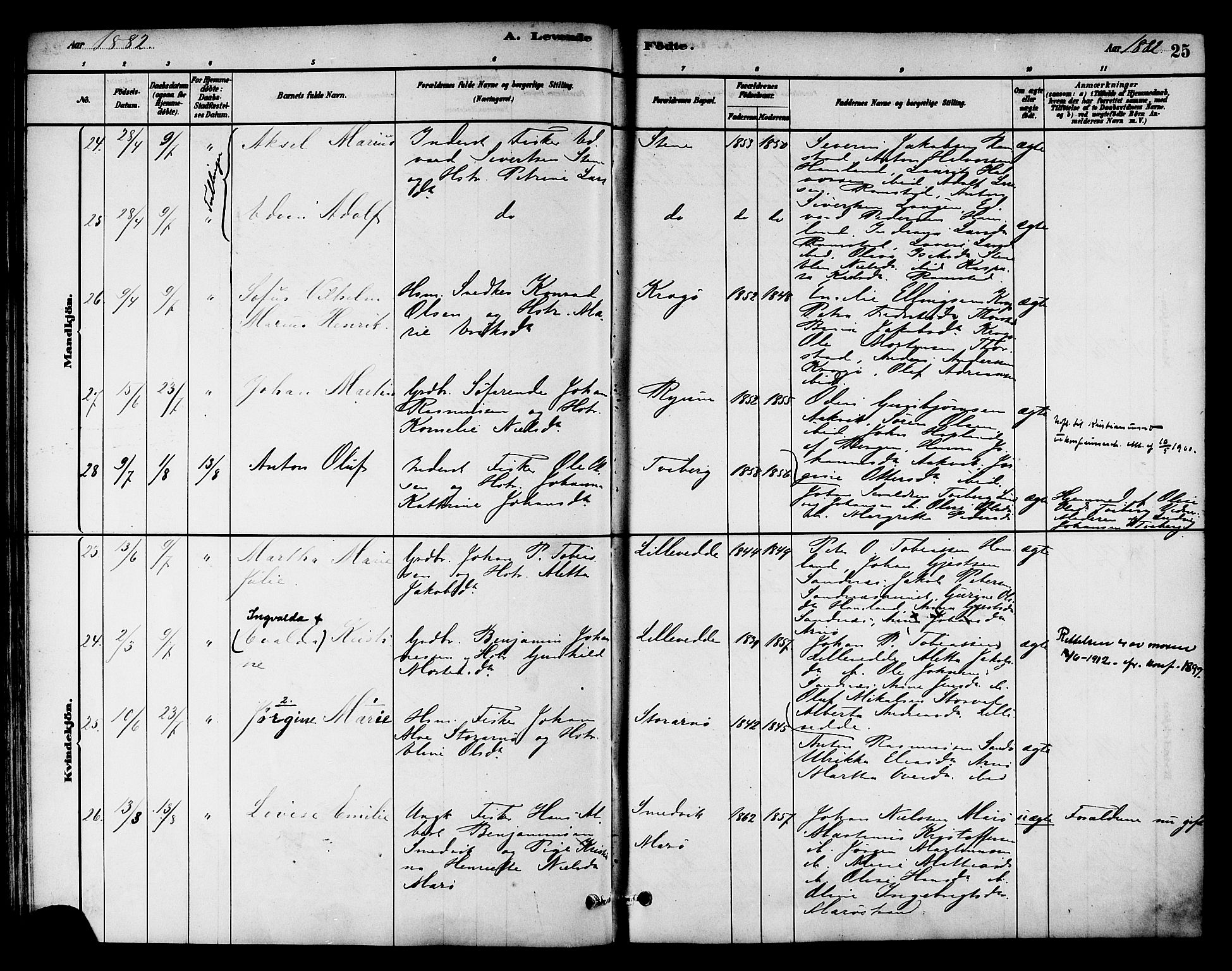 Ministerialprotokoller, klokkerbøker og fødselsregistre - Nord-Trøndelag, AV/SAT-A-1458/784/L0672: Parish register (official) no. 784A07, 1880-1887, p. 25