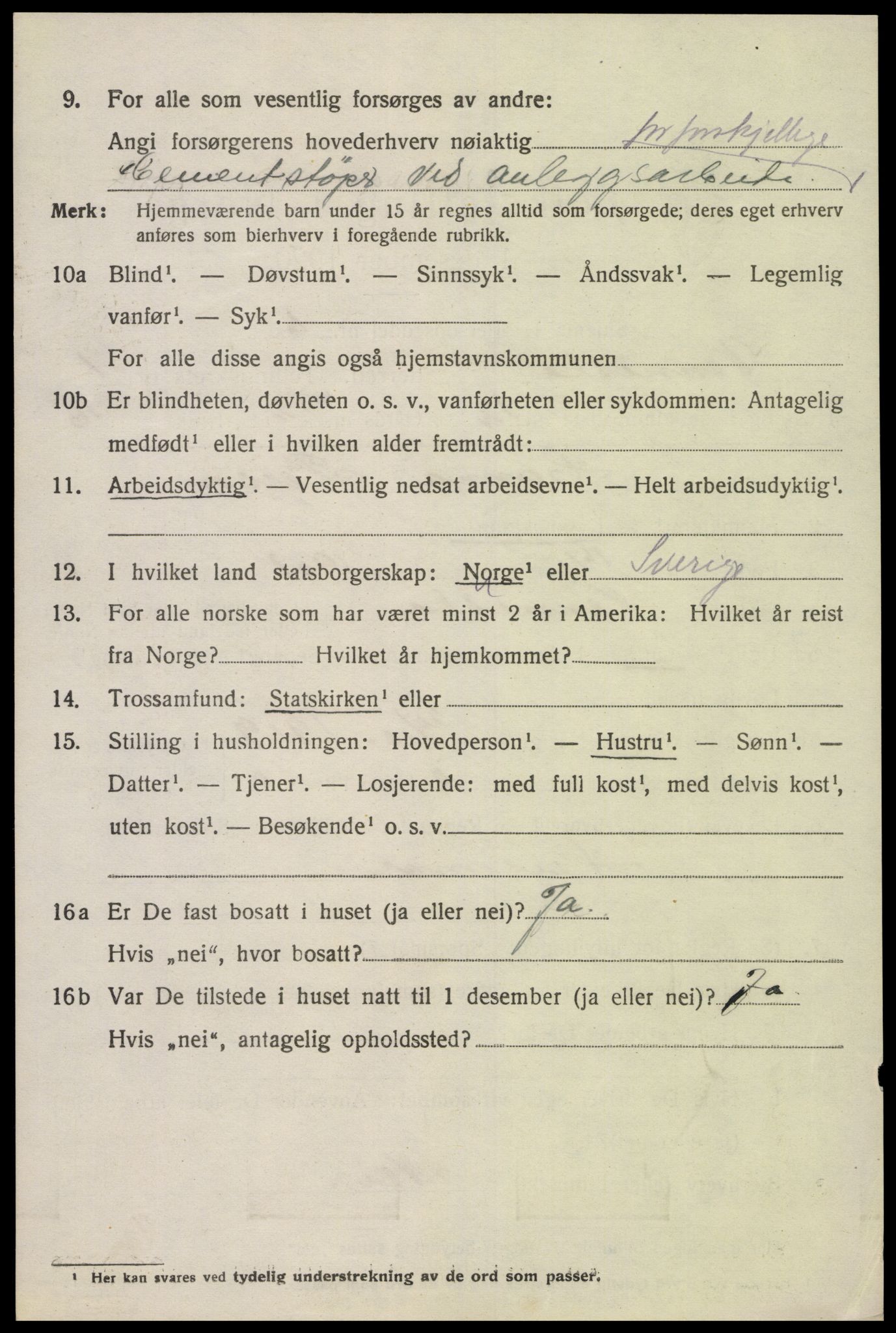 SAK, 1920 census for Vennesla, 1920, p. 1041