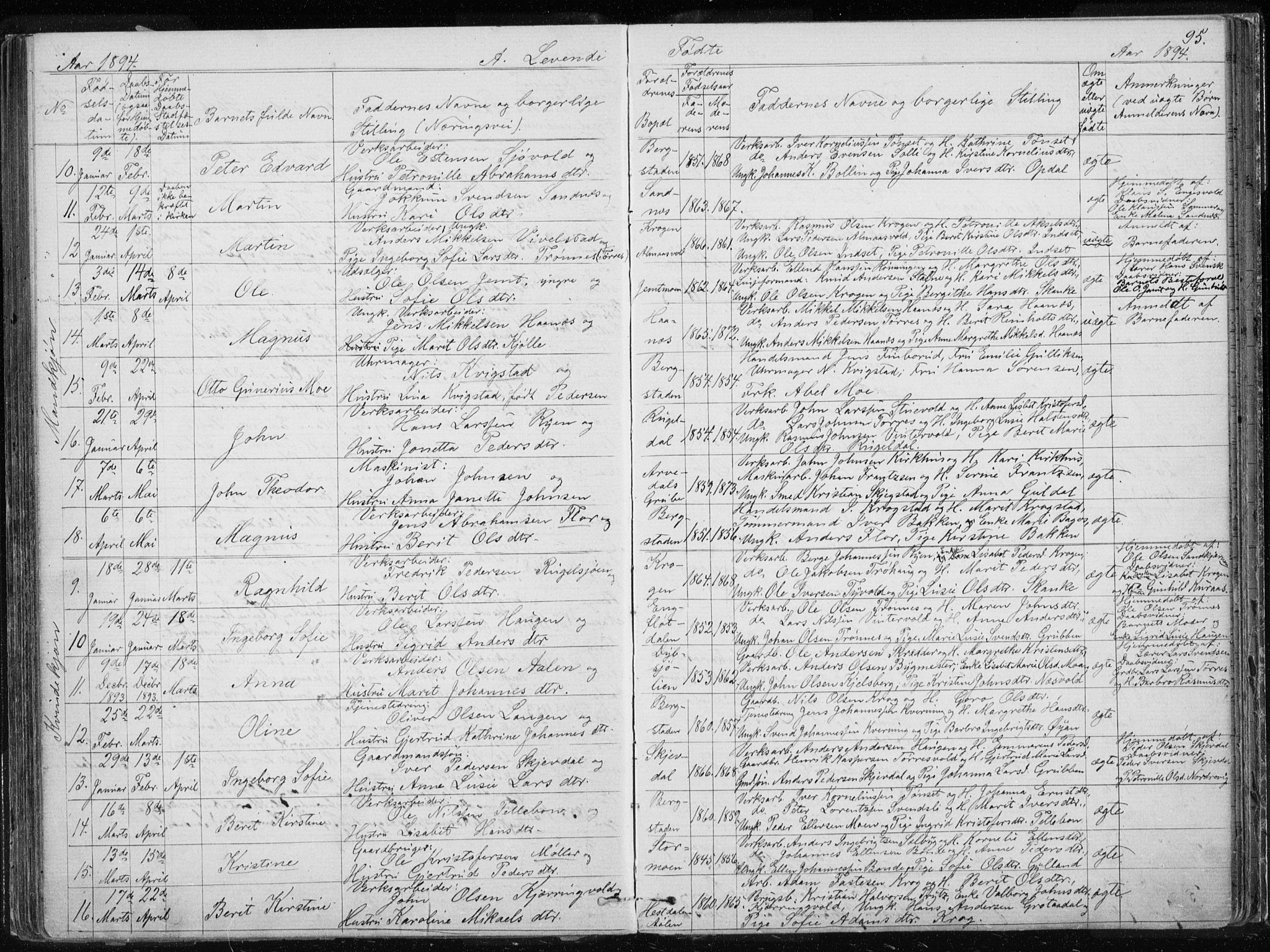 Ministerialprotokoller, klokkerbøker og fødselsregistre - Sør-Trøndelag, SAT/A-1456/681/L0940: Parish register (copy) no. 681C04, 1880-1895, p. 95