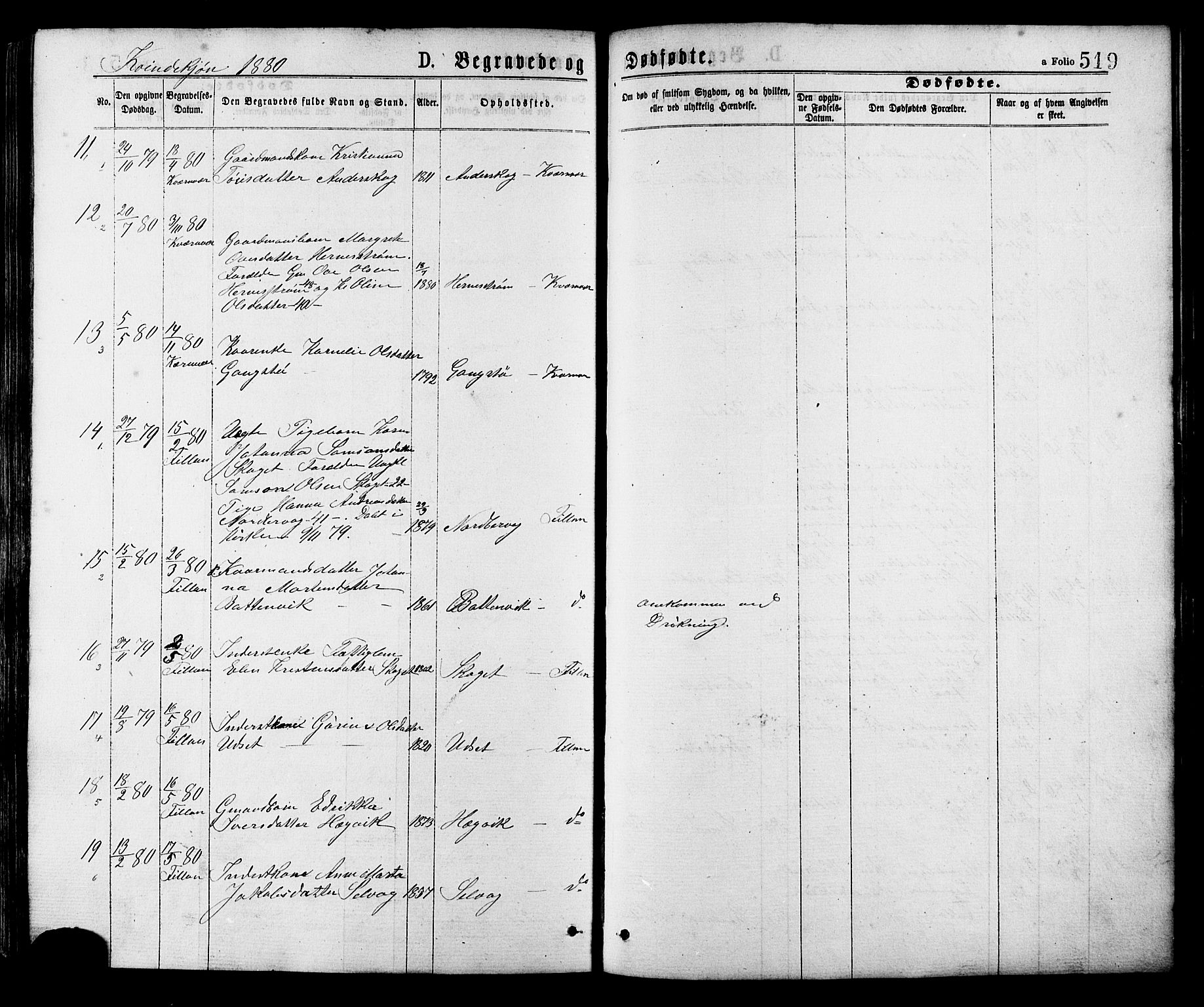 Ministerialprotokoller, klokkerbøker og fødselsregistre - Sør-Trøndelag, SAT/A-1456/634/L0532: Parish register (official) no. 634A08, 1871-1881, p. 519