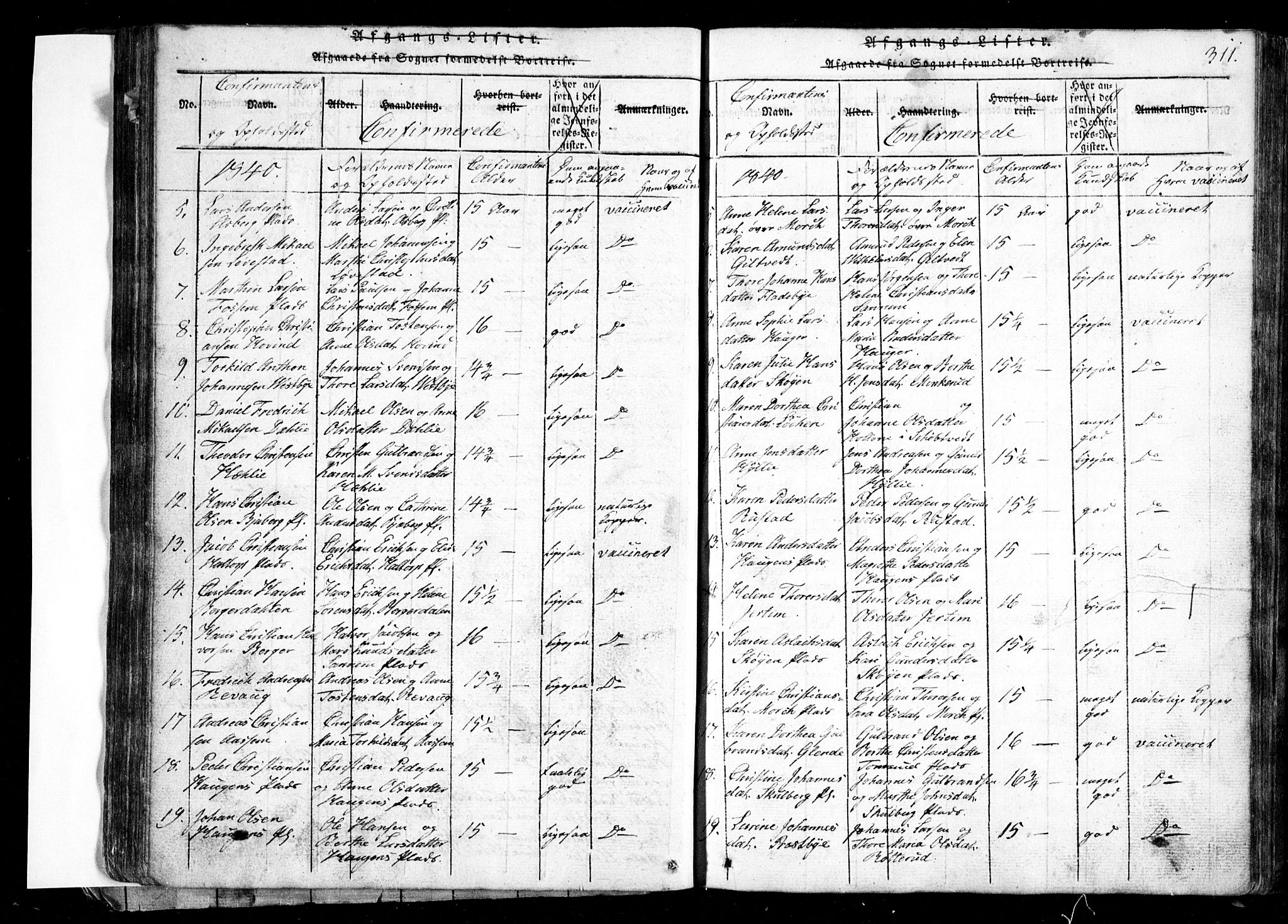 Spydeberg prestekontor Kirkebøker, SAO/A-10924/G/Ga/L0001: Parish register (copy) no. I 1, 1814-1868, p. 311
