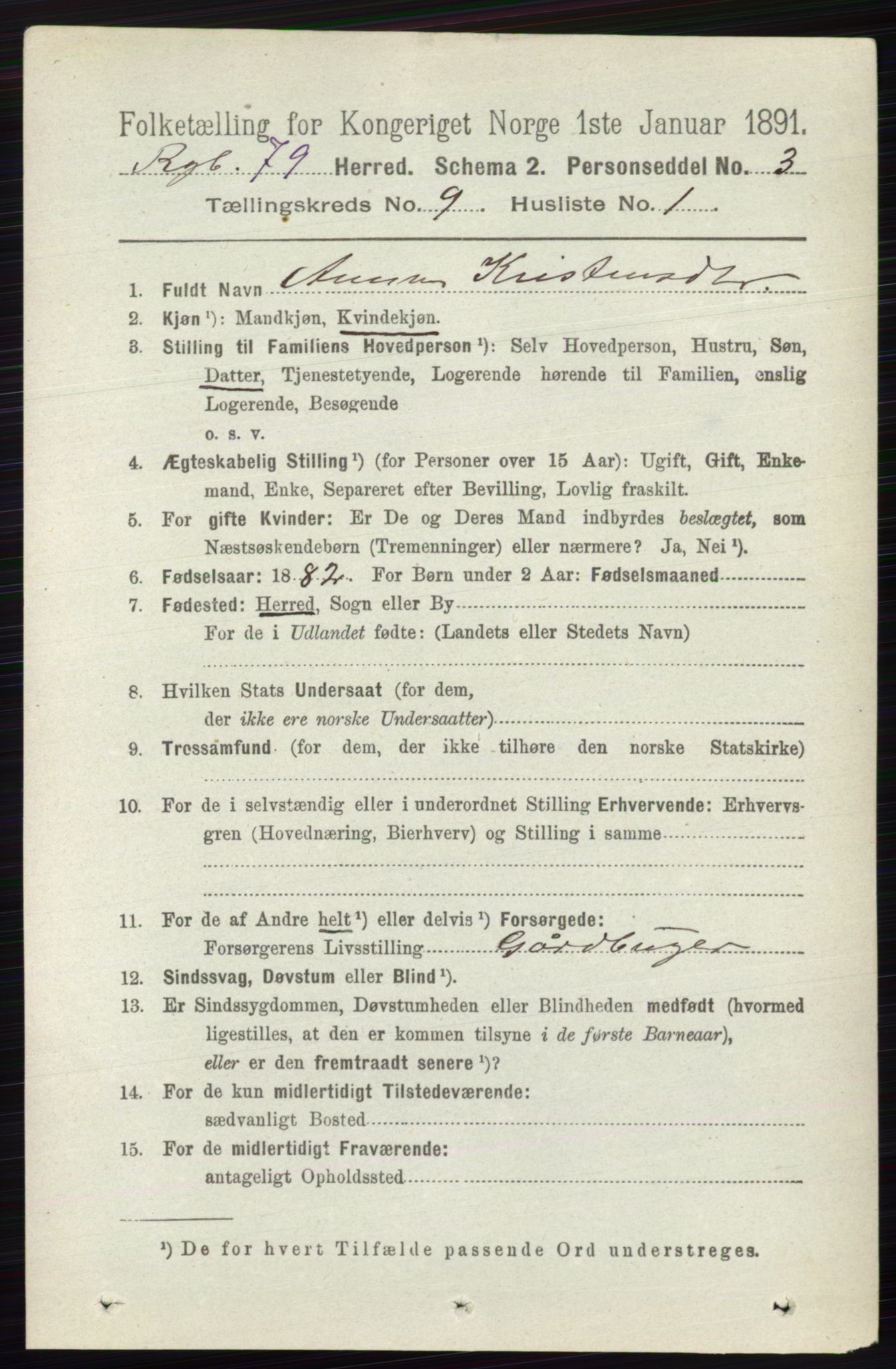 RA, 1891 census for 0520 Ringebu, 1891, p. 4247