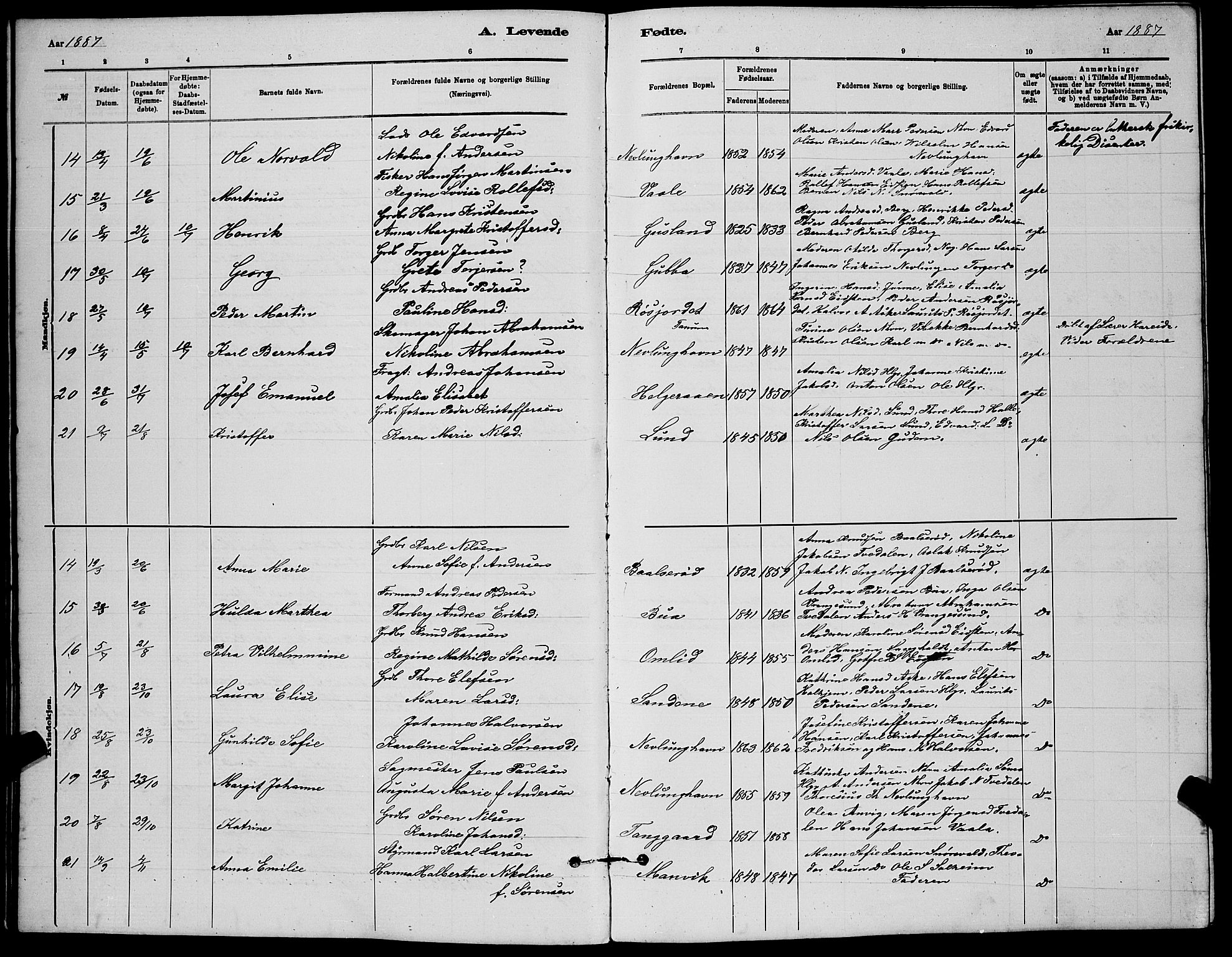 Brunlanes kirkebøker, AV/SAKO-A-342/G/Gb/L0002: Parish register (copy) no. II 2, 1878-1902