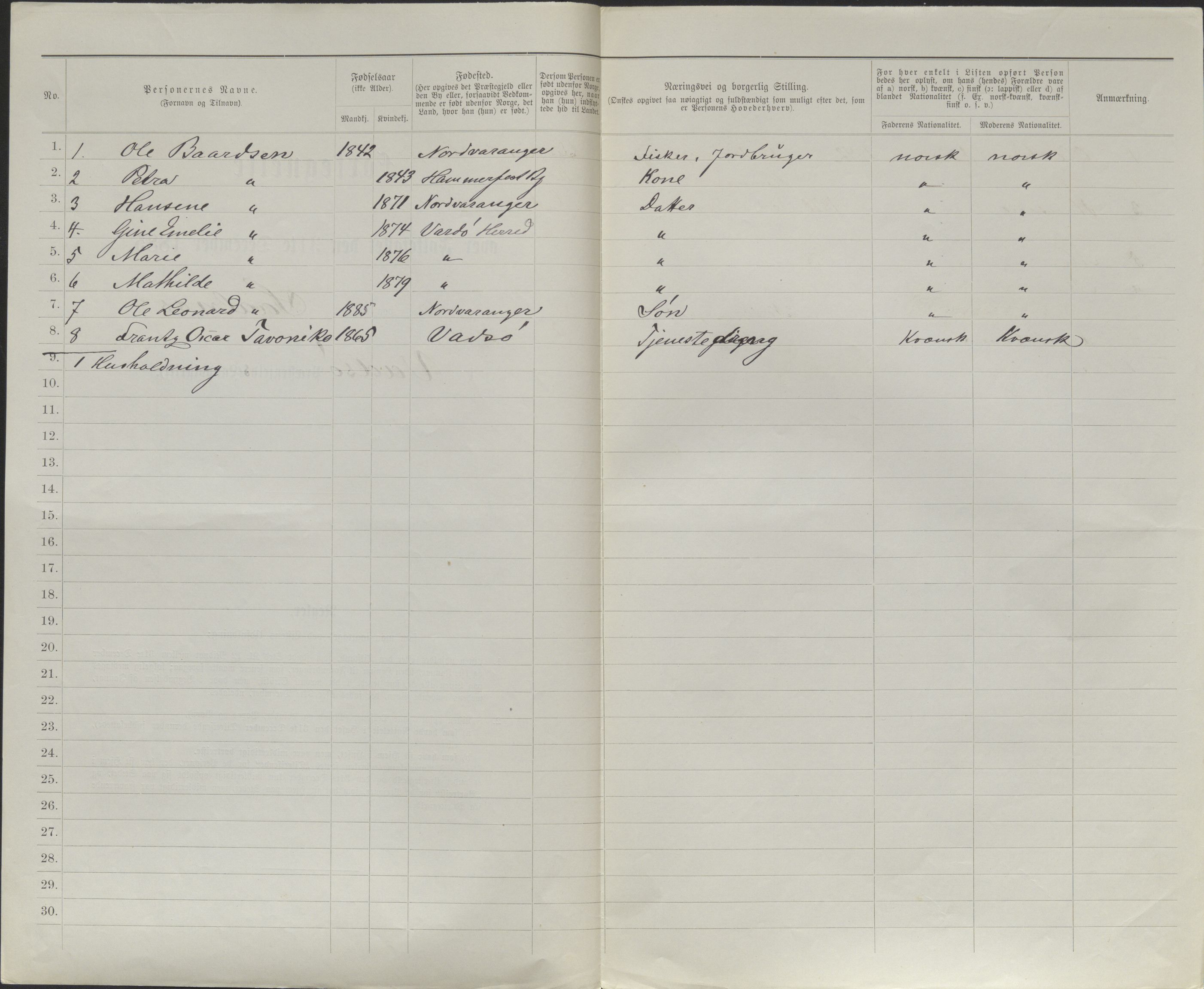 SATØ, 1885 census for 2029 Vadsø, 1885, p. 151b