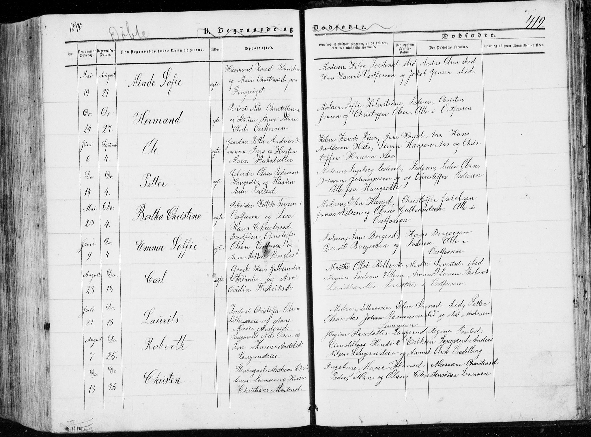 Eiker kirkebøker, SAKO/A-4/G/Ga/L0003: Parish register (copy) no. I 3, 1856-1871, p. 419