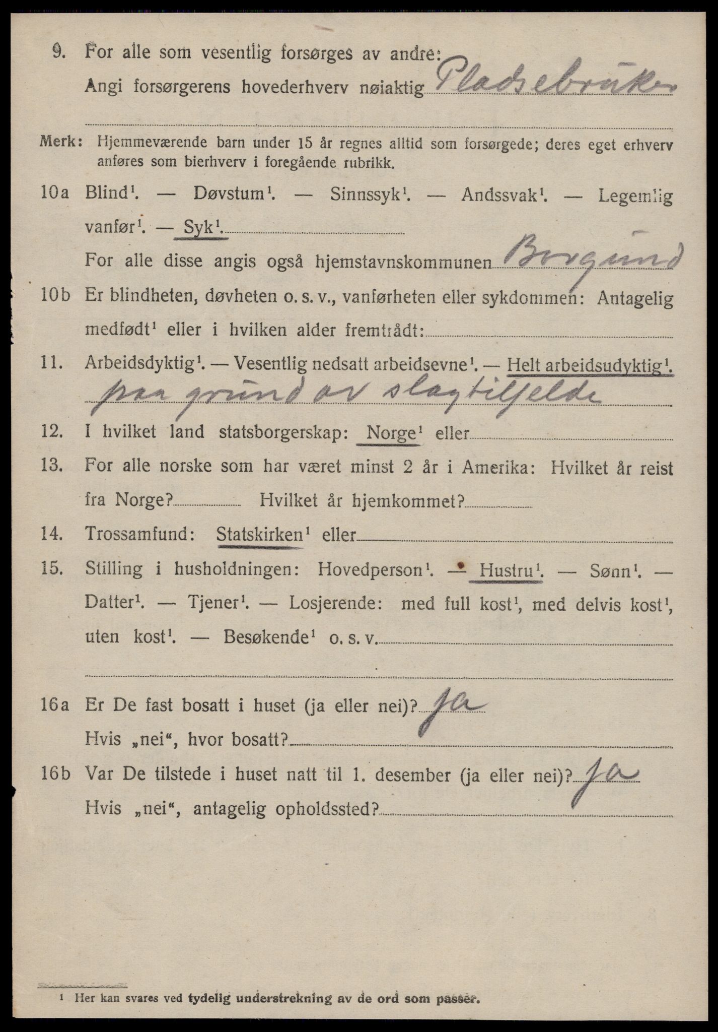 SAT, 1920 census for Borgund, 1920, p. 6007