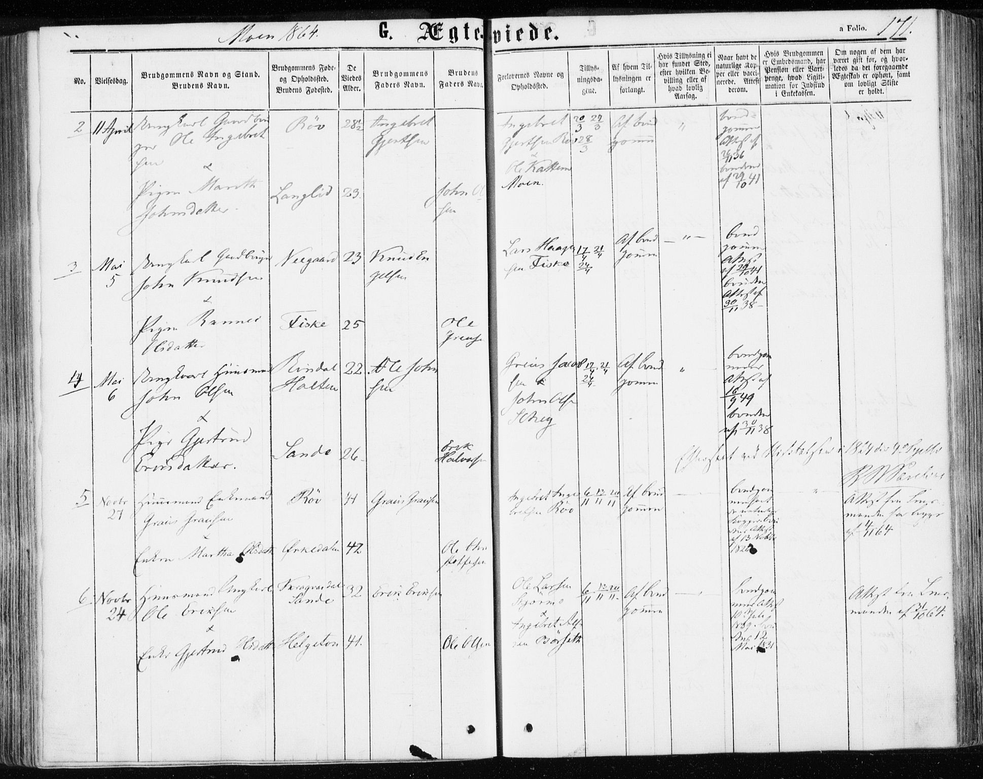 Ministerialprotokoller, klokkerbøker og fødselsregistre - Møre og Romsdal, AV/SAT-A-1454/595/L1045: Parish register (official) no. 595A07, 1863-1873, p. 171