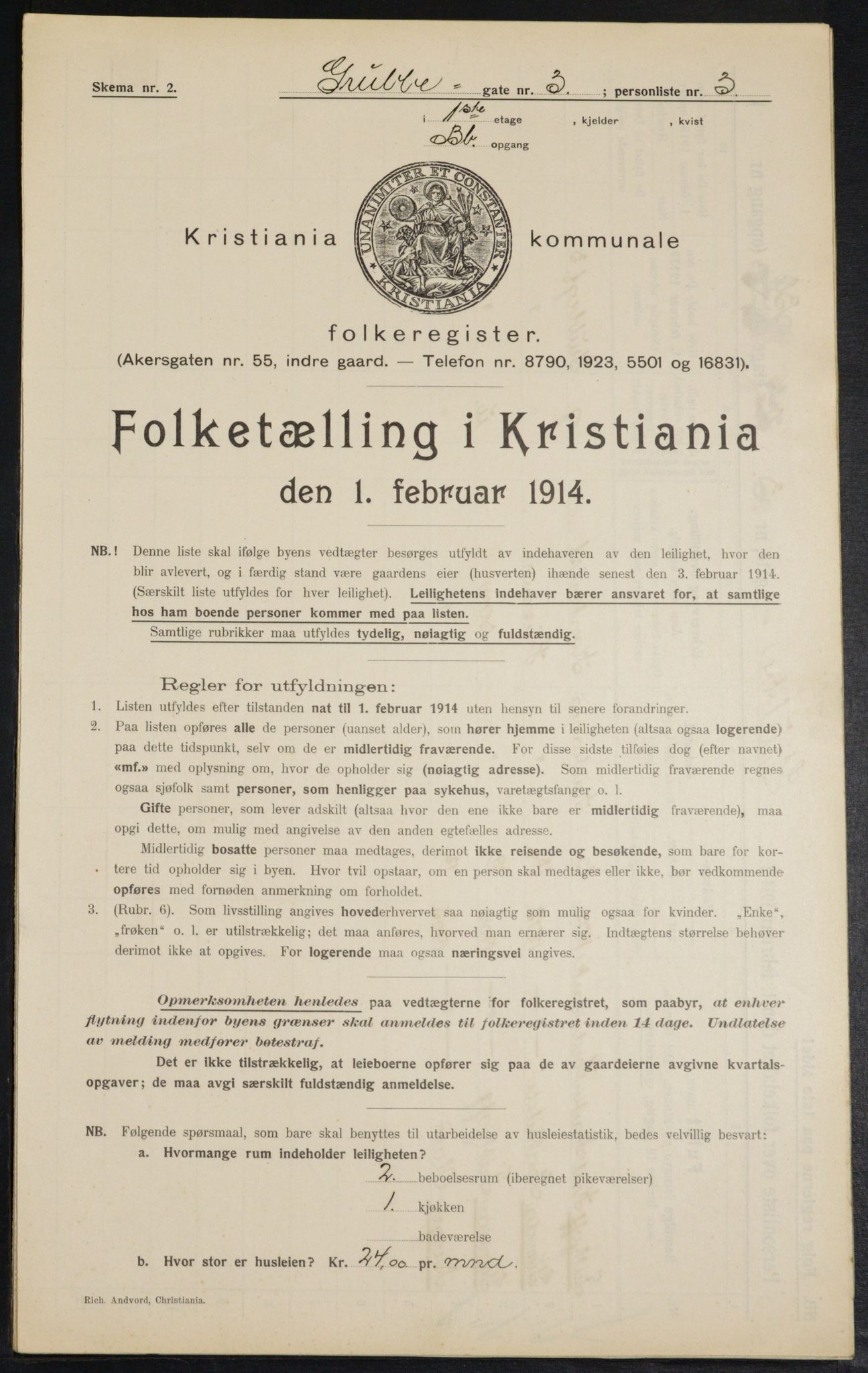 OBA, Municipal Census 1914 for Kristiania, 1914, p. 30304