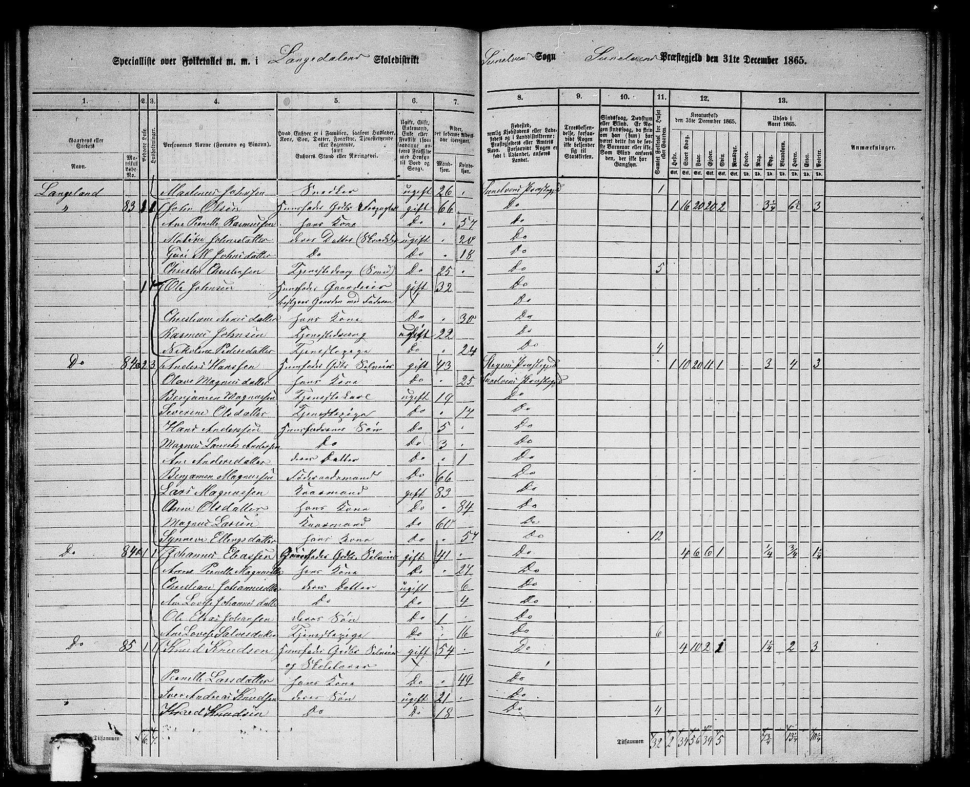 RA, 1865 census for Sunnylven, 1865, p. 29