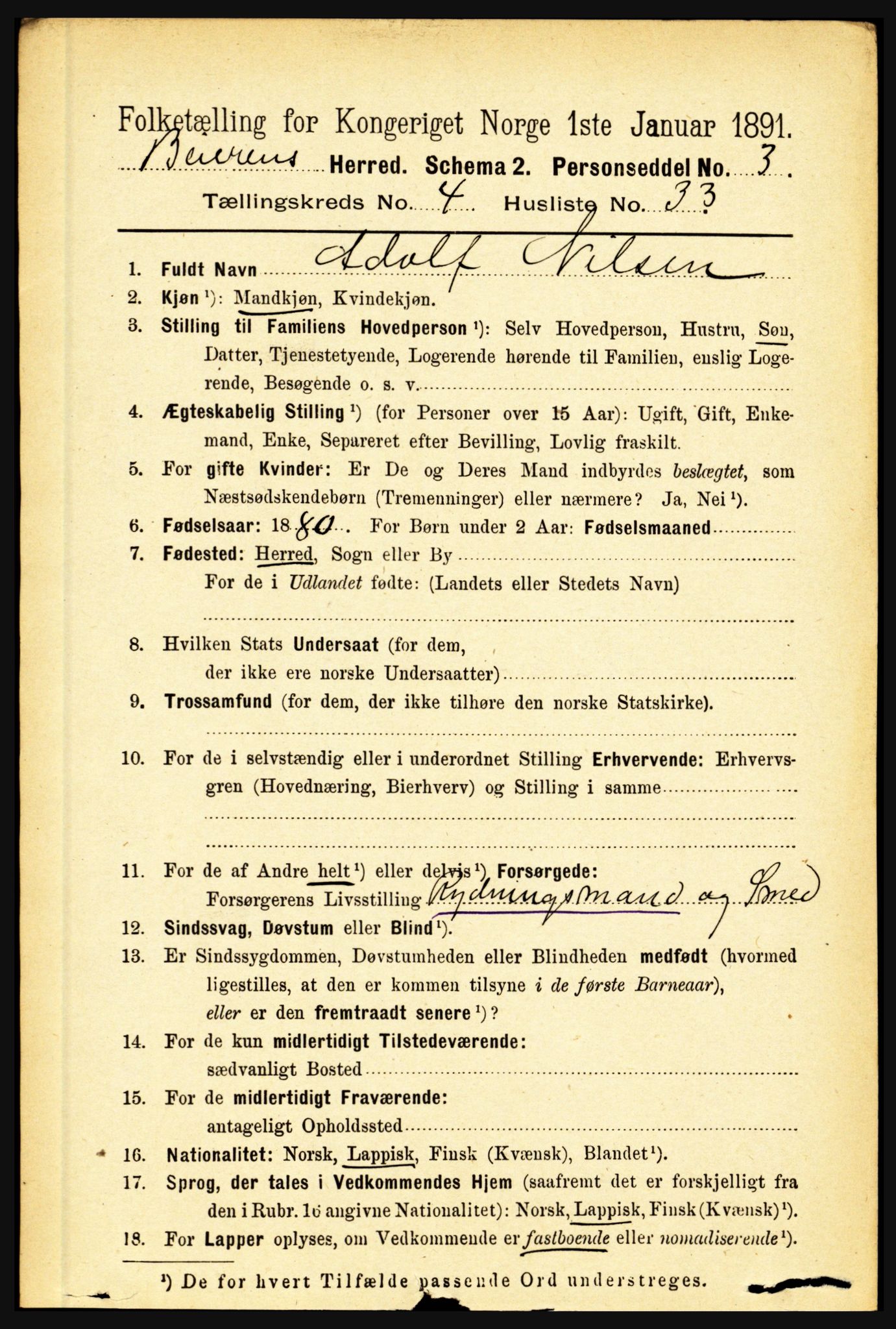 RA, 1891 census for 1839 Beiarn, 1891, p. 1707