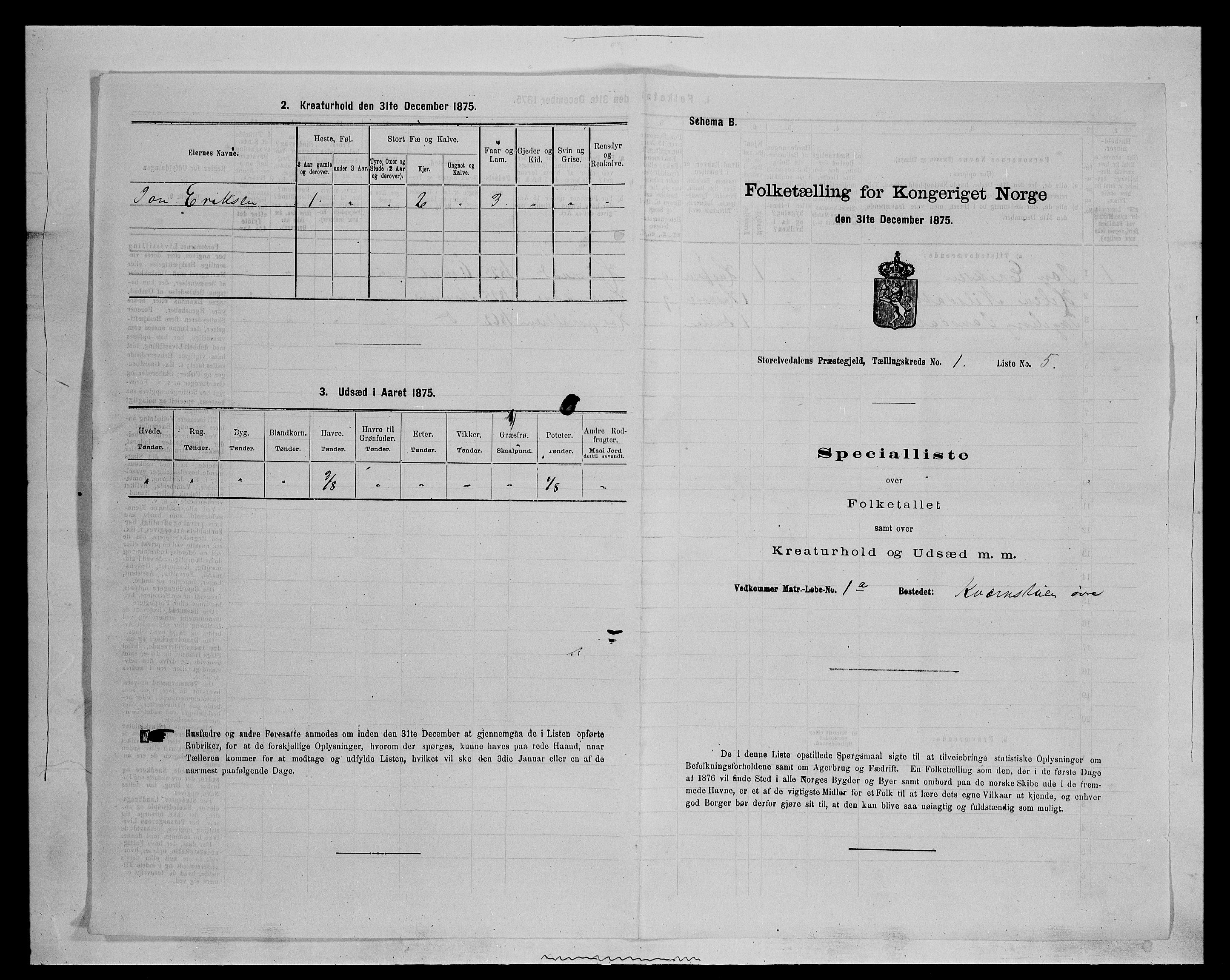 SAH, 1875 census for 0430P Stor-Elvdal, 1875, p. 61