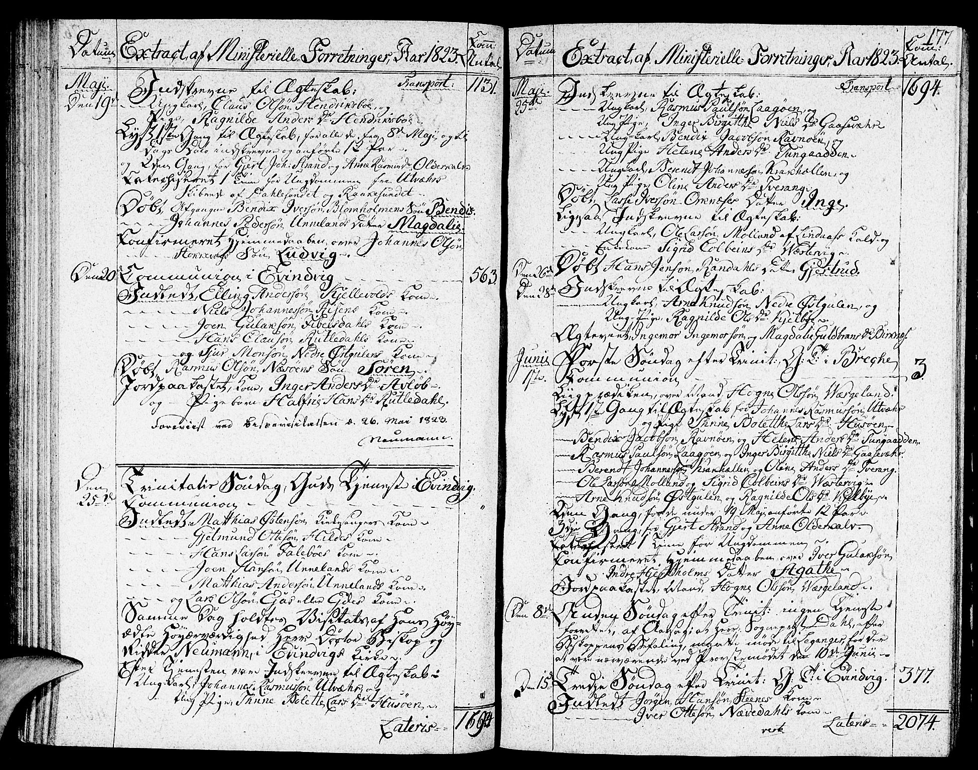 Gulen sokneprestembete, AV/SAB-A-80201/H/Haa/Haaa/L0017: Parish register (official) no. A 17, 1809-1825, p. 177