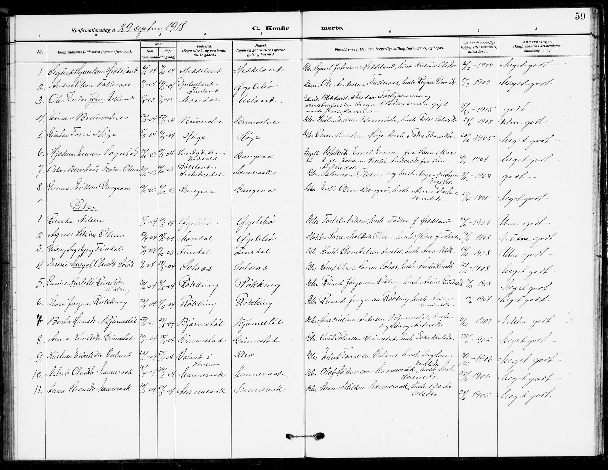 Holum sokneprestkontor, AV/SAK-1111-0022/F/Fb/Fbc/L0004: Parish register (copy) no. B 4, 1908-1930, p. 59