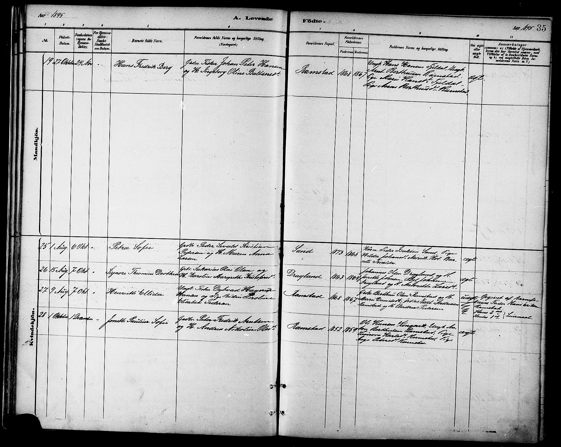 Ministerialprotokoller, klokkerbøker og fødselsregistre - Nordland, AV/SAT-A-1459/865/L0924: Parish register (official) no. 865A02, 1885-1896, p. 35