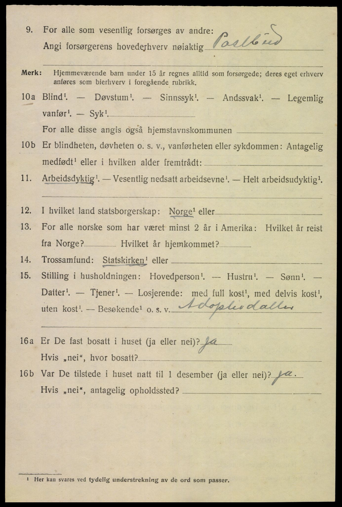 SAK, 1920 census for Mandal, 1920, p. 4098