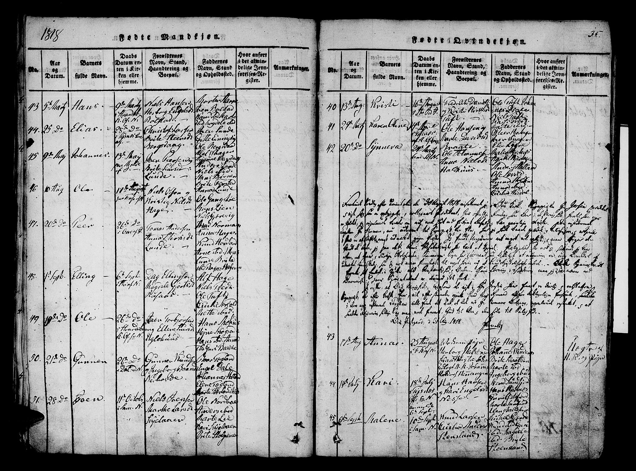 Os sokneprestembete, AV/SAB-A-99929: Parish register (official) no. A 12, 1816-1825, p. 35